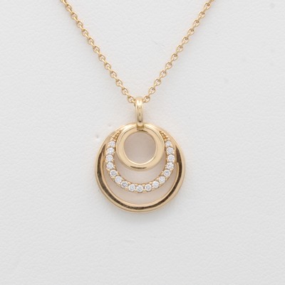 Image Collier mit Brillanten, RG 750/000, Brill. zus. ca. 0,12 Weiß/si, Kreisförmig, L. ca. ...