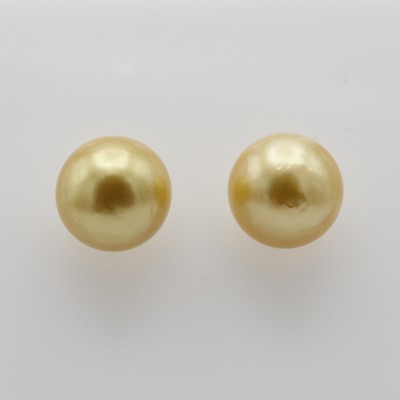 Image Paar Ohrstecker mit Südseeperlen, GG 750/000, 2 goldfarb. Perlen, D. ca. 13 mm ...