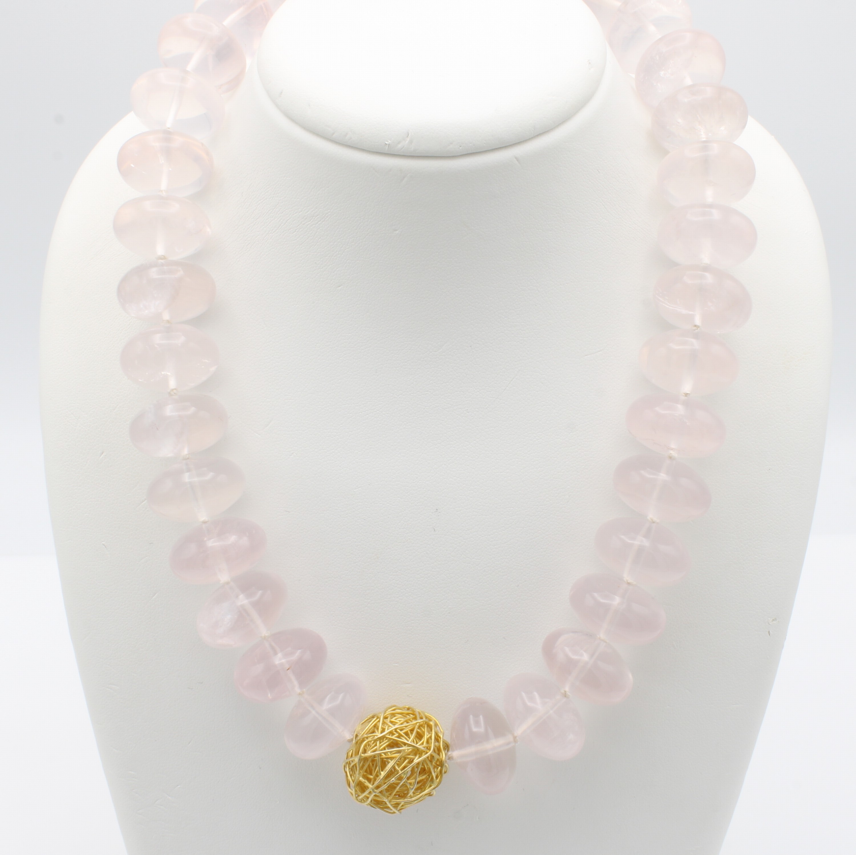 Image 27050002 - Rosenquarzcollier, Magnetschl. u. Zierdrat- kugel 925er Silber verg. z.T. sat. u. matt., ...