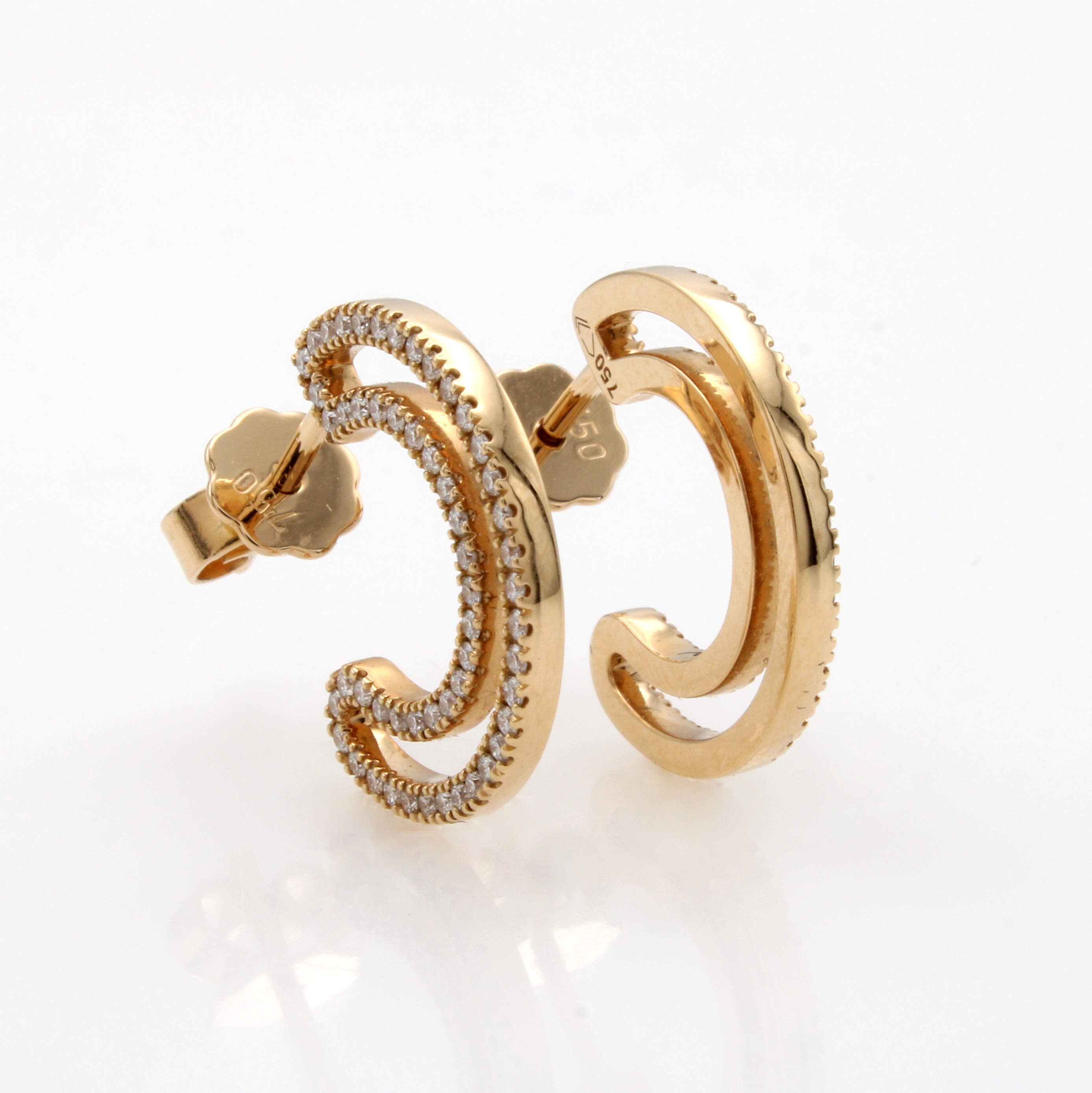 Image 27050006 - Paar Creolen mit Brillanten, RG 750/000, Brill. zus. ca. 0,54 Weiß/si in C-Form, D. ...