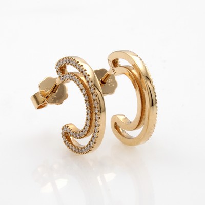 Image Paar Creolen mit Brillanten, RG 750/000, Brill. zus. ca. 0,54 Weiß/si in C-Form, D. ...