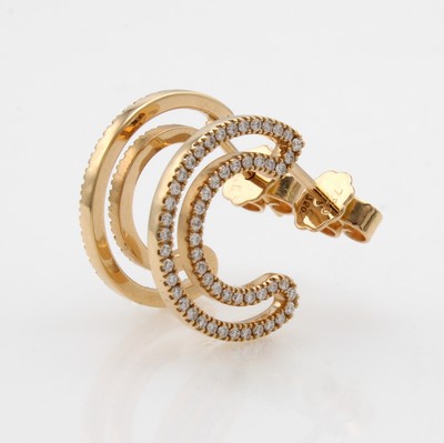 27050006a - Paar Creolen mit Brillanten, RG 750/000, Brill. zus. ca. 0,54 Weiß/si in C-Form, D. ...