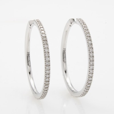 Image Paar Klappcreolen mit Brillanten, WG 750/000, Brill. zus. ca. 0,28 ct Weiß/lupenrein ...