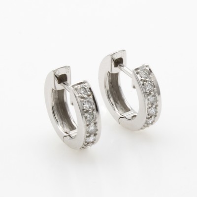 27050023a - Paar Klappcreolen mit Brillanten, WG 750/ /000, Brill. zus. ca. 0.28 ct Weiß/si ...