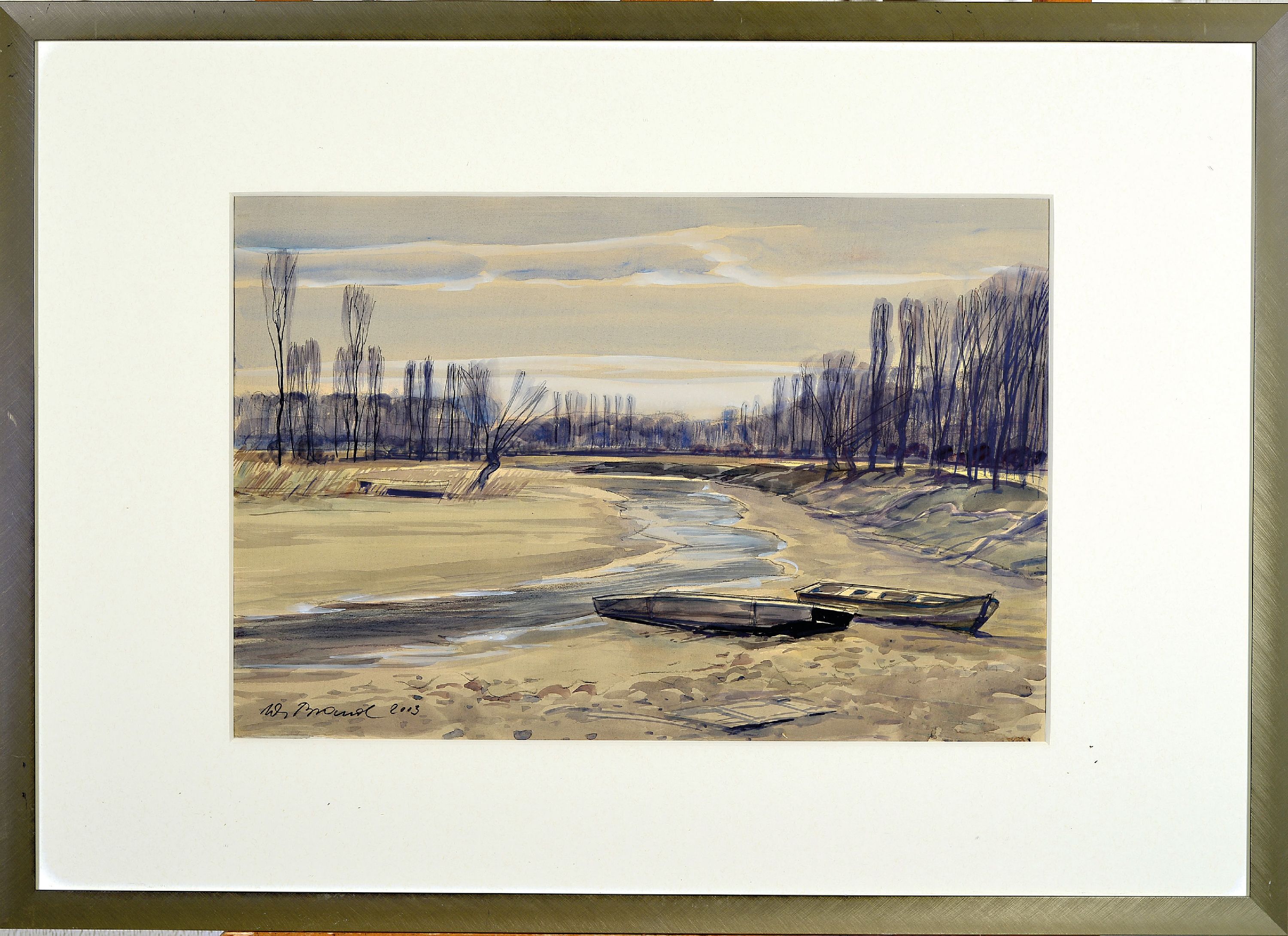 Detail k: Werner Brand, 1933 Löbau-2021 Hochstadt, 2 Aquarelle und ein Pastell mit Landschaften aus der Vorderpfalz, Pastell sign., ca. 26x32 cm, PP, u.Gl., ...