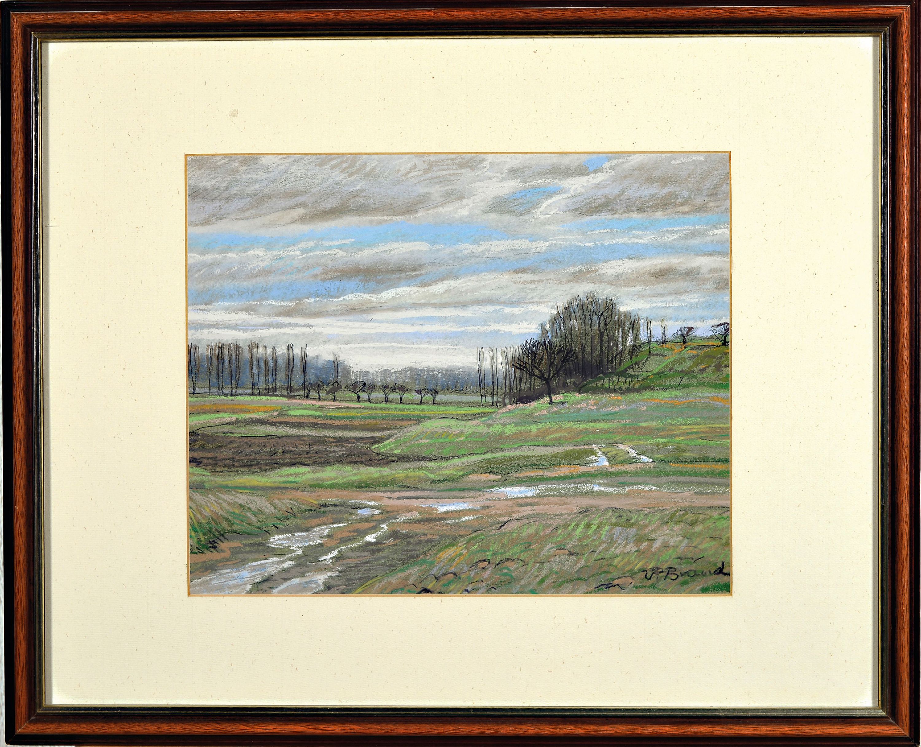 Detail l: Werner Brand, 1933 Löbau-2021 Hochstadt, 2 Aquarelle und ein Pastell mit Landschaften aus der Vorderpfalz, Pastell sign., ca. 26x32 cm, PP, u.Gl., ...