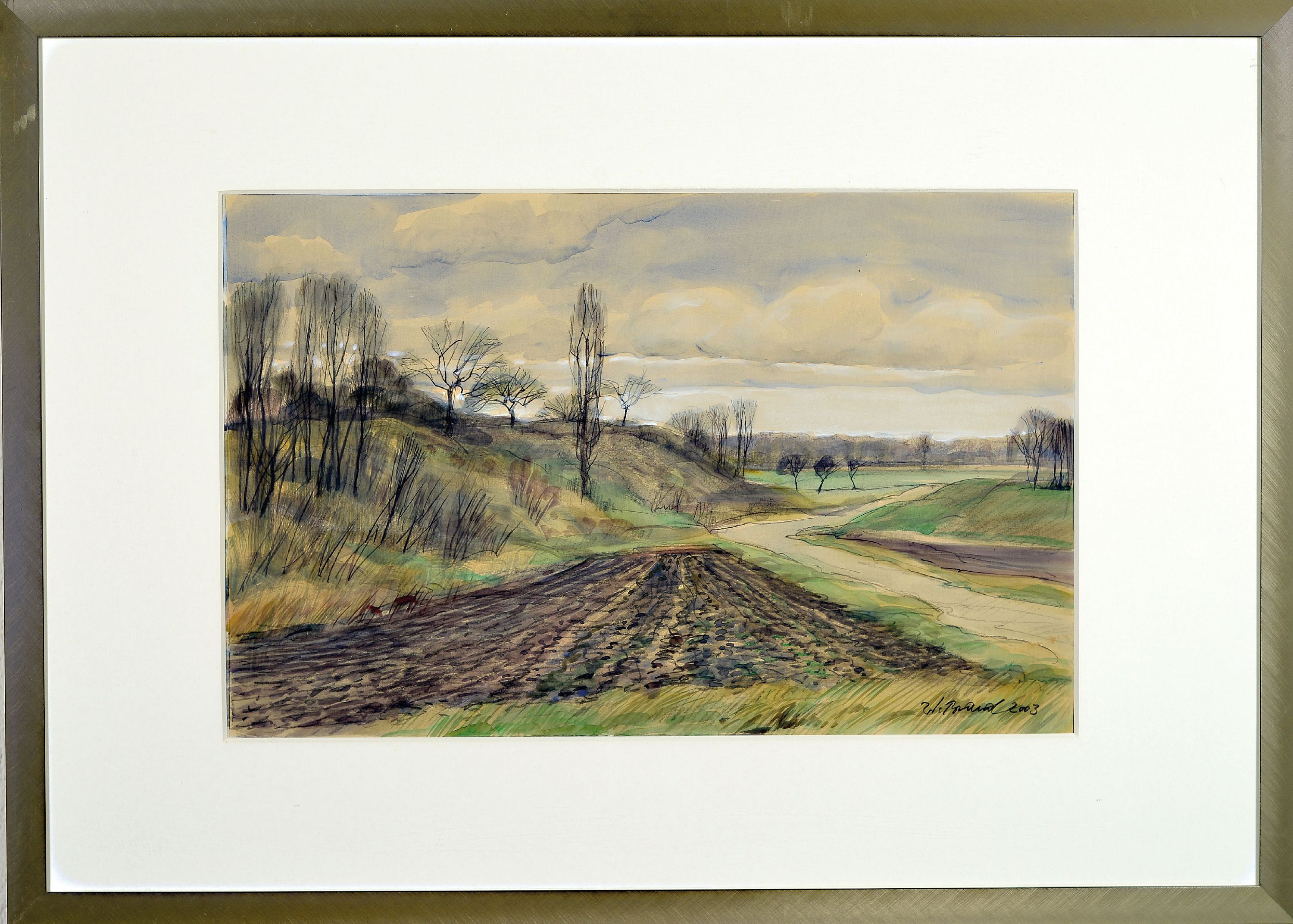 Detail m: Werner Brand, 1933 Löbau-2021 Hochstadt, 2 Aquarelle und ein Pastell mit Landschaften aus der Vorderpfalz, Pastell sign., ca. 26x32 cm, PP, u.Gl., ...