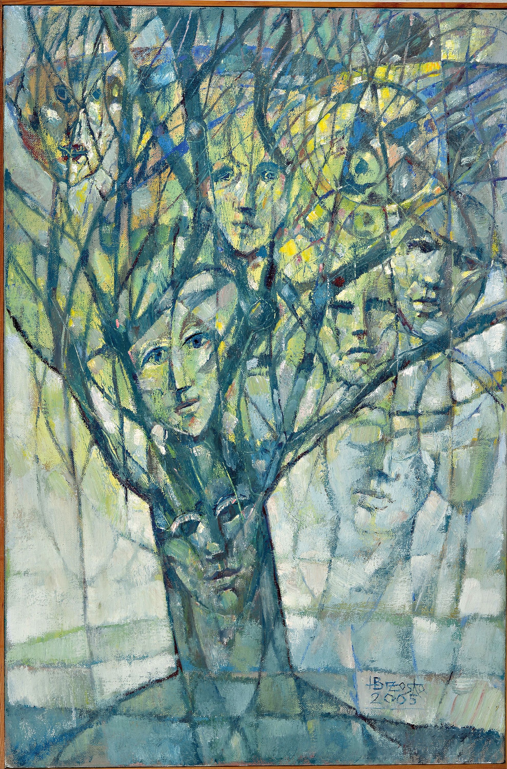 Detail k: Heinz Brzoska, 1942-2015, Baum aus Gesichtern, Öl/Lwd, rechts unten. sign. und dat. 2005, ca. 90x60cm