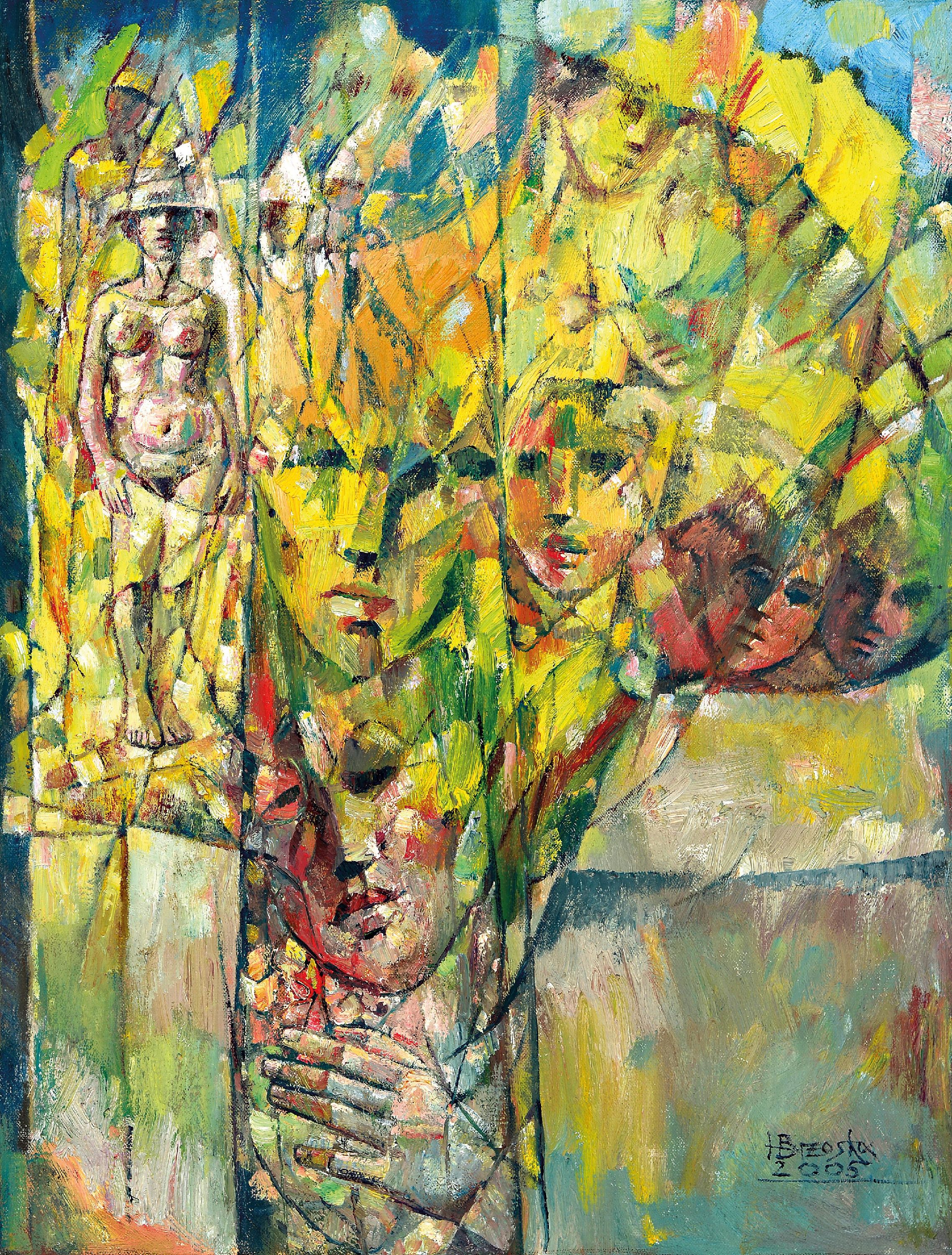 Image 27050127 - Heinz Brzoska, 1942-2015, tree of faces, oil/canvas, signed lower right. and dated 2005, ...