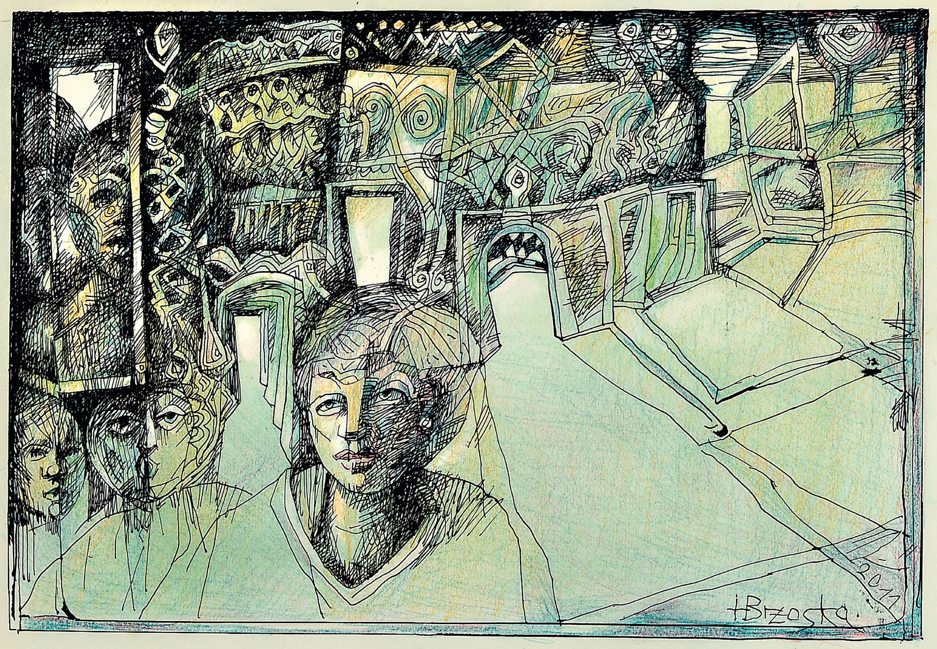 Detail a: Heinz Brzoska, 1942-2015, 4 aquarellierte Tuschzeichnungen, alle handsign., 1x dat. 2003, ca. 28x19cm, PP, u.Gl., R. ca. 64x54cm; 1x dat. 2005, ca. ...