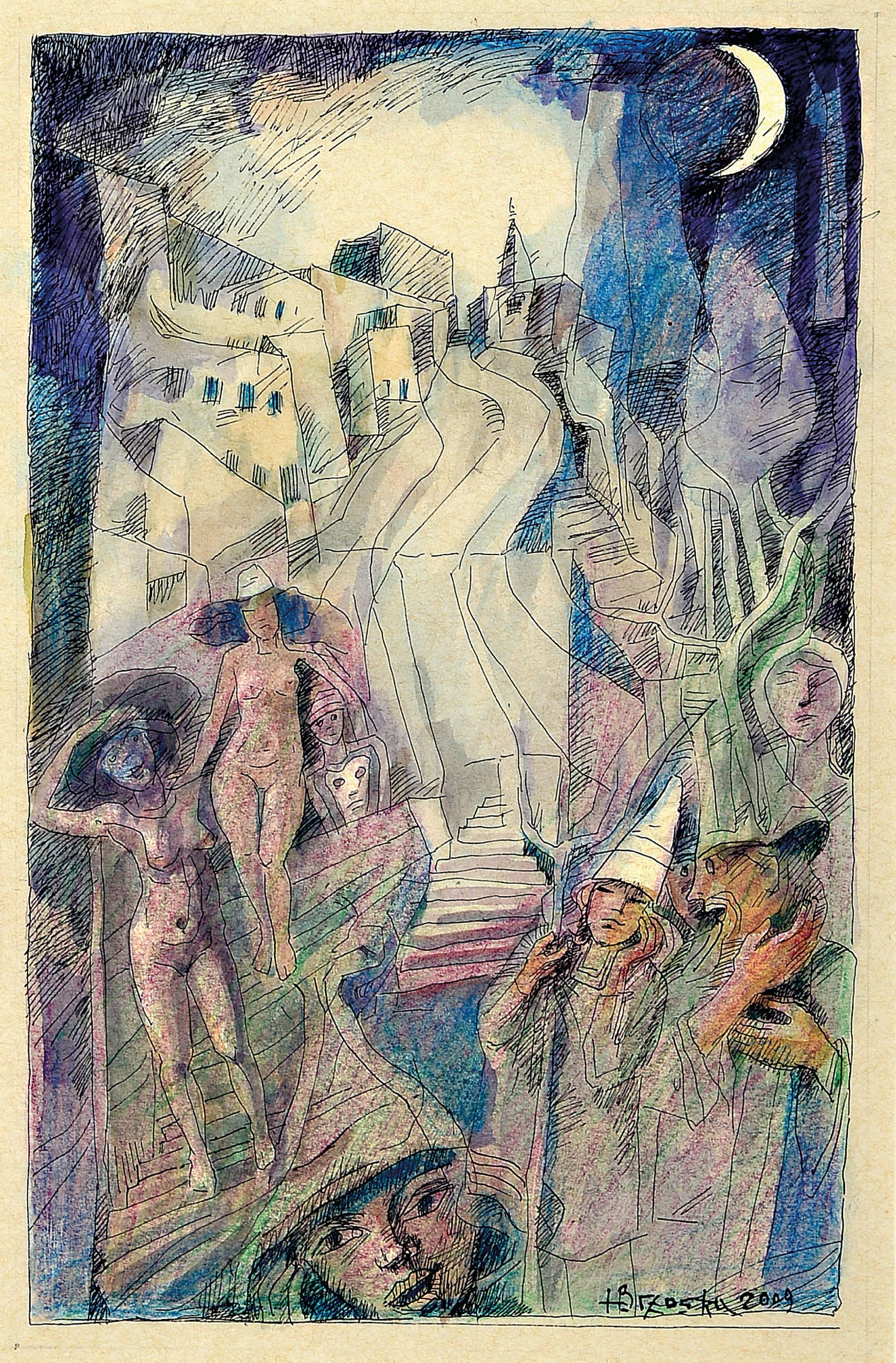 Detail b: Heinz Brzoska, 1942-2015, 4 aquarellierte Tuschzeichnungen, alle handsign., 1x dat. 2003, ca. 28x19cm, PP, u.Gl., R. ca. 64x54cm; 1x dat. 2005, ca. ...