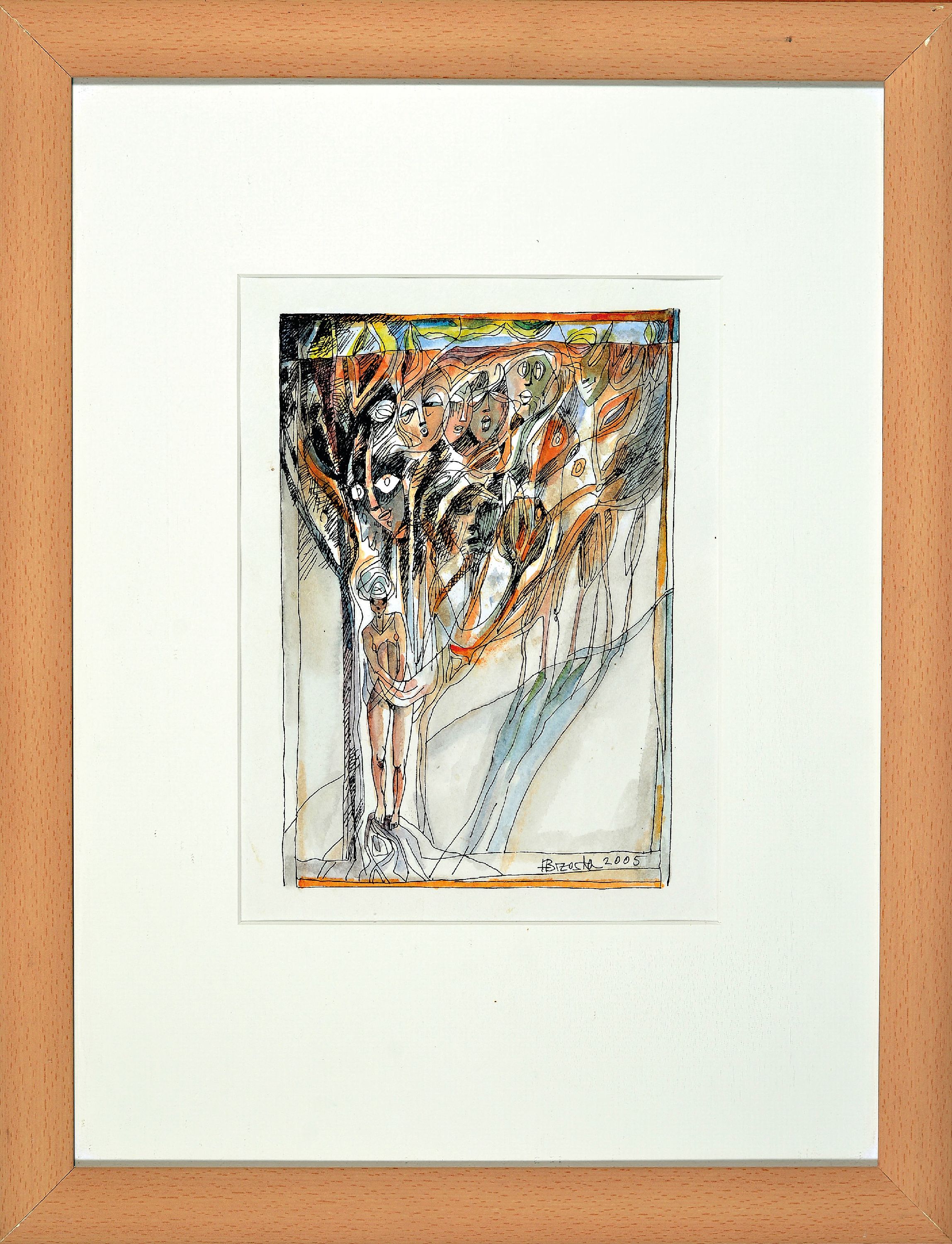 Detail k: Heinz Brzoska, 1942-2015, 4 aquarellierte Tuschzeichnungen, alle handsign., 1x dat. 2003, ca. 28x19cm, PP, u.Gl., R. ca. 64x54cm; 1x dat. 2005, ca. ...