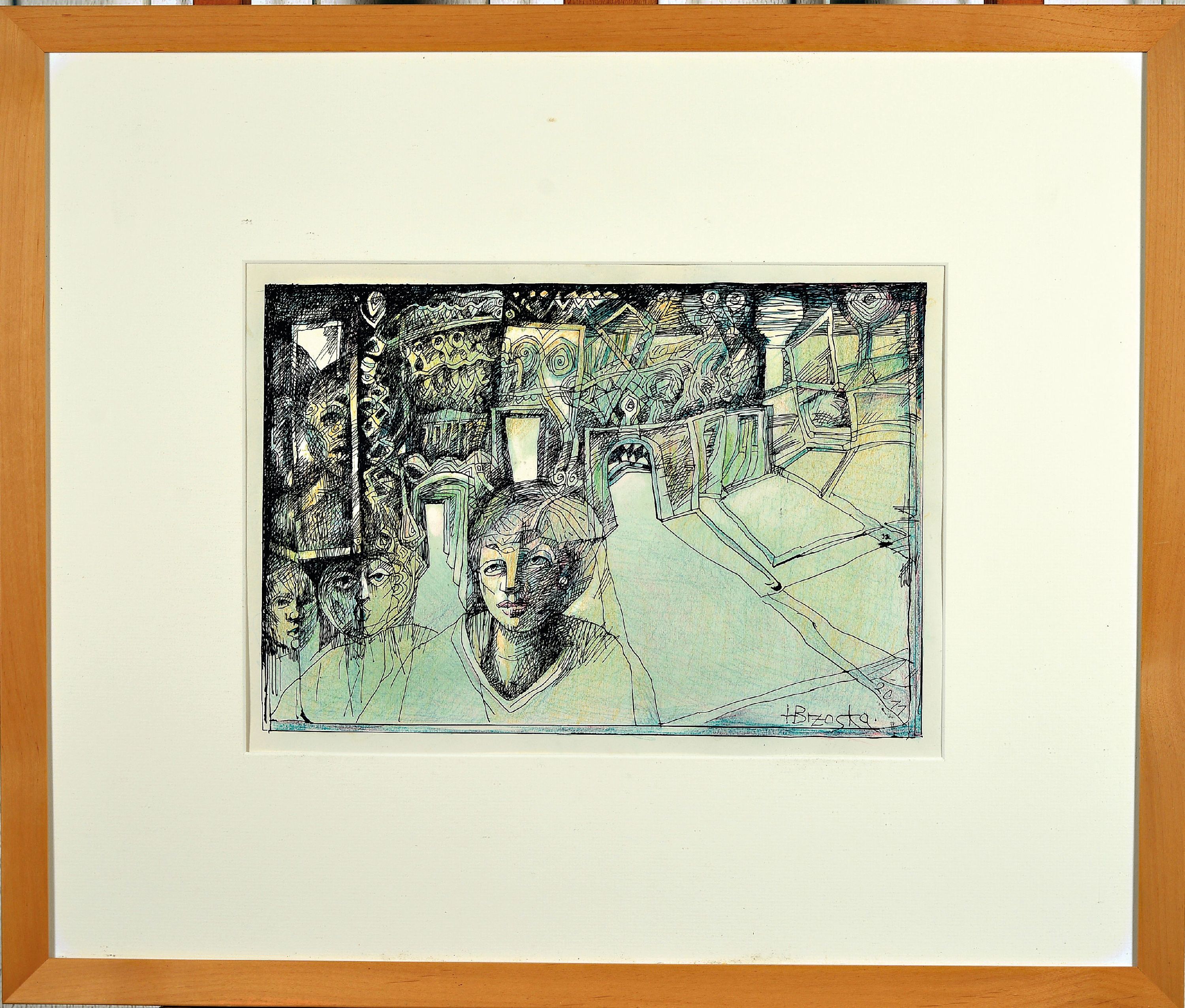Detail l: Heinz Brzoska, 1942-2015, 4 aquarellierte Tuschzeichnungen, alle handsign., 1x dat. 2003, ca. 28x19cm, PP, u.Gl., R. ca. 64x54cm; 1x dat. 2005, ca. ...