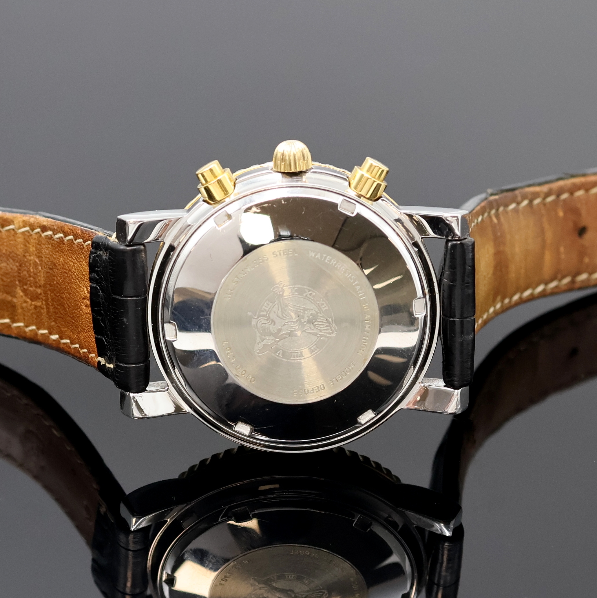 Detail c: BULOVA Armbandchronograph Referenz 4.043.0.0.80, Schweiz um 1995, Automatik, Edelstahl/verg., Boden verschr., Lünette m. 60er Teilung eins. drehb., ...