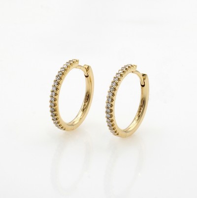 Image Paar Klappcreolen mit Brillanten, GG 585/ /000, 40 Brill. zus. ca. 0,24 ct Weiß/si ...