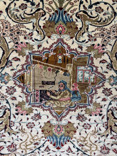 27050121c - Hereke Seide sehr fein, sign.´Özipek, Türkei, Ende 20.Jhd., reine Naturseide, ca. 65x ...