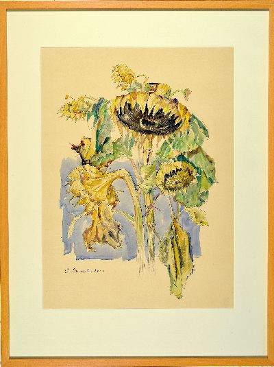 27050123k - Werner Brand, 1933 Löbau-2021 Hochstadt, 3 Aquarelle mit Sonnenblumendarstellungen, ...