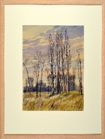 27050124k - Werner Brand, 1933 Löbau-2021 Hochstadt, 2 Aquarelle: Pappeln im Winter, sign. und dat. ...