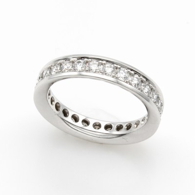 27050166a - Memoryring mit Brillanten, WG 750/000, Schiene rundum bes. m. Brill. zus. ca. 1,12 ...