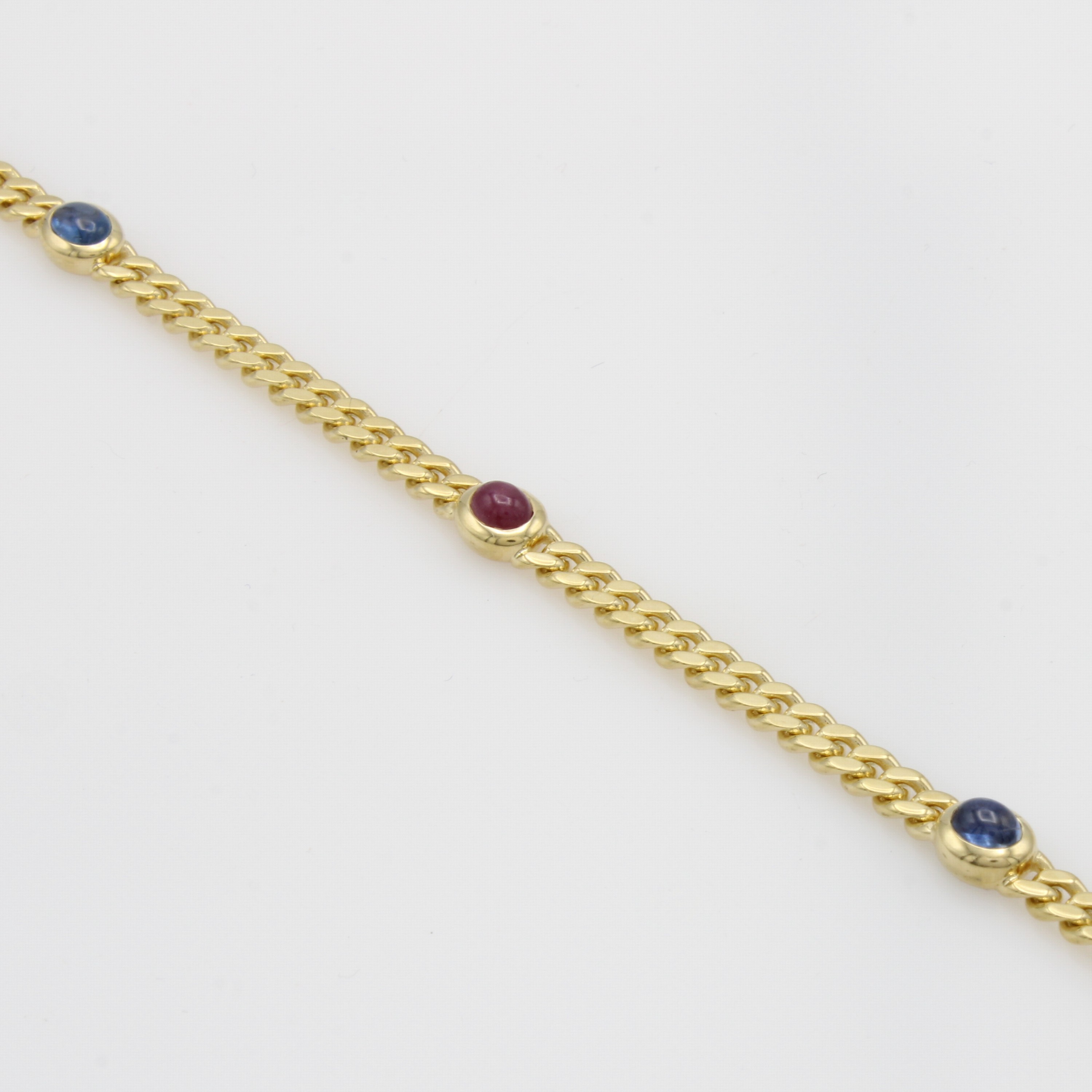 Image 27050314 - Panzerarmband mit Farbsteinen, GG 585/000, Smaragd-, Saphir- u. Rubincabochons, ...