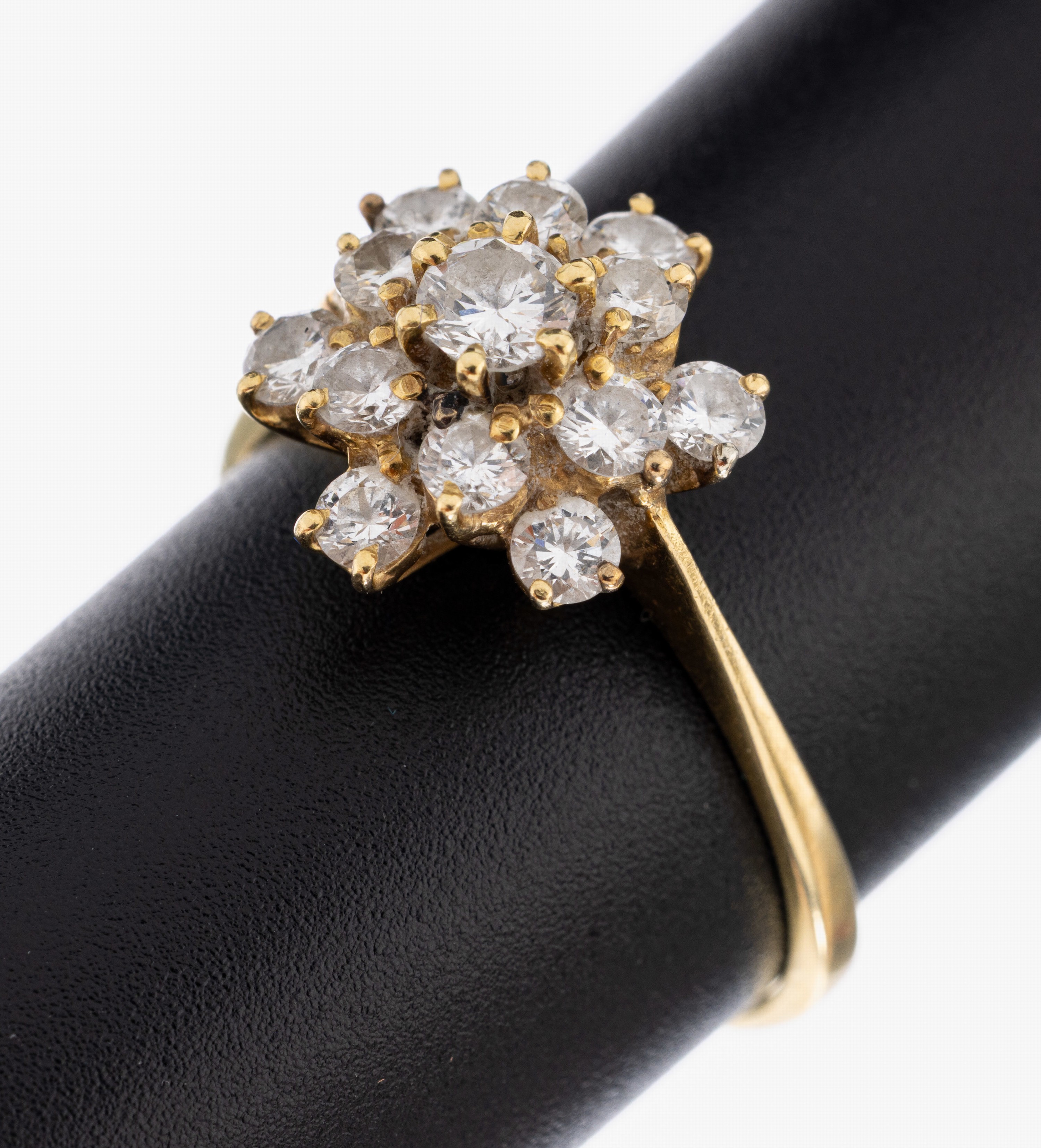 Image 27050318 - 14 kt gold brilliant-ring , YG 585/000, ringhead multilayered, 13 brilliants total ...