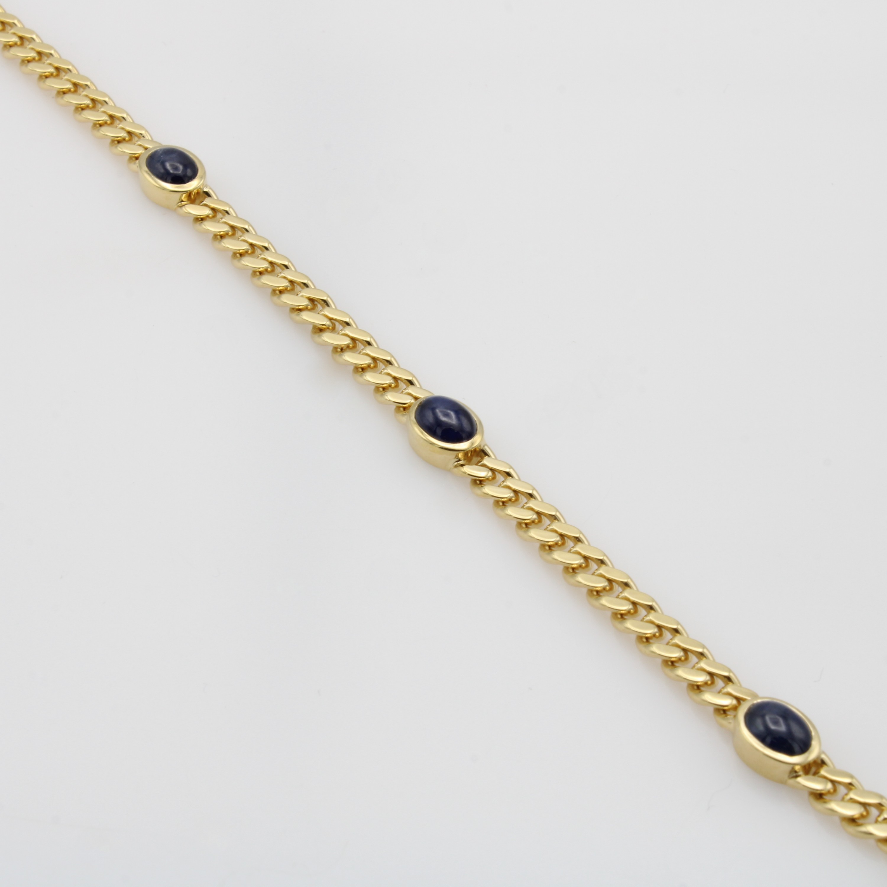 Image 27050321 - Panzerarmband mit Saphircabochons, GG 585/ 000, Karabinerschl., 4 Saphire, L. ca. 19 cm ...