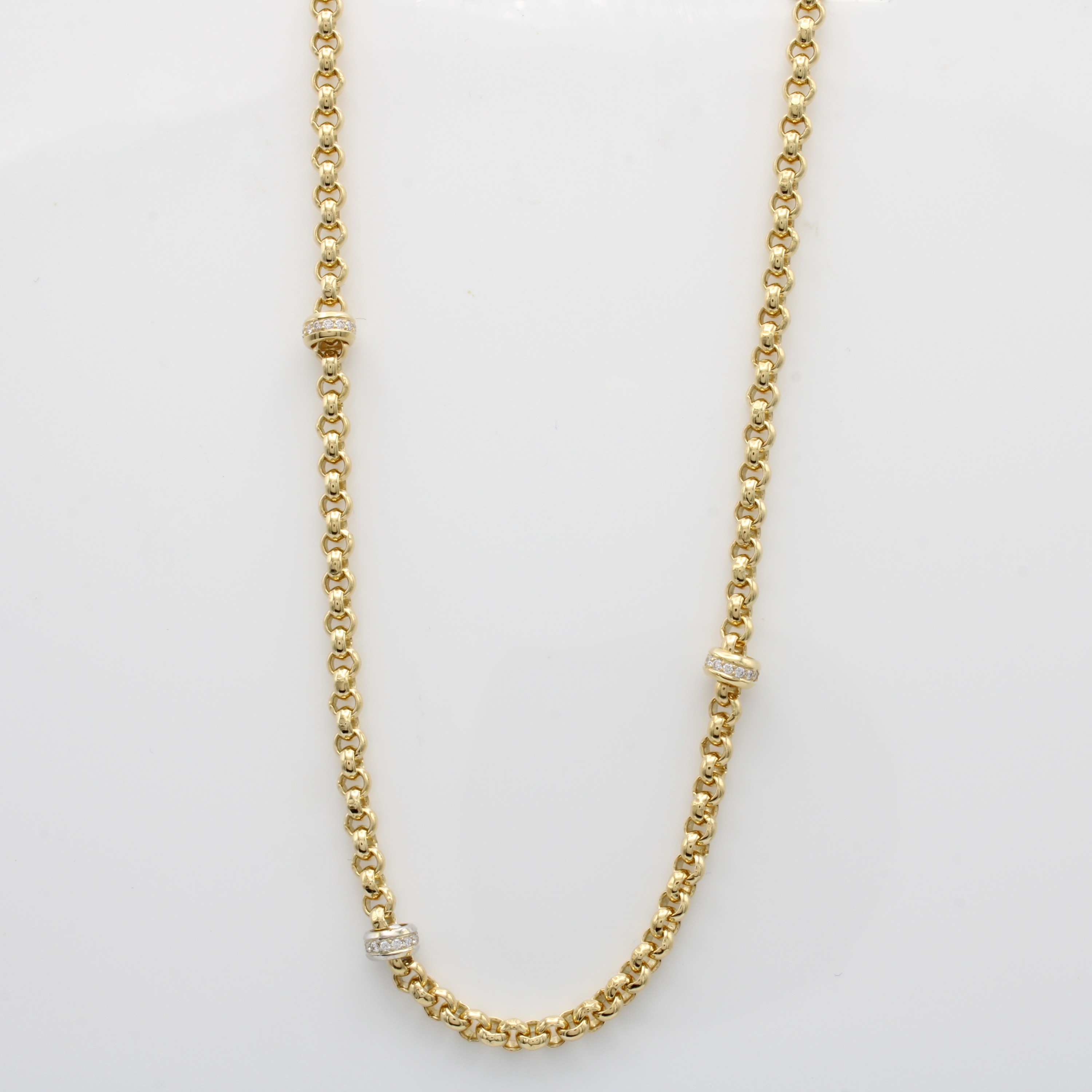 Image 27050324 - Collier mit Brillanten, GG 585/000, Kara- binerschl., Zwischenwalzen bes. m. Brill. ...