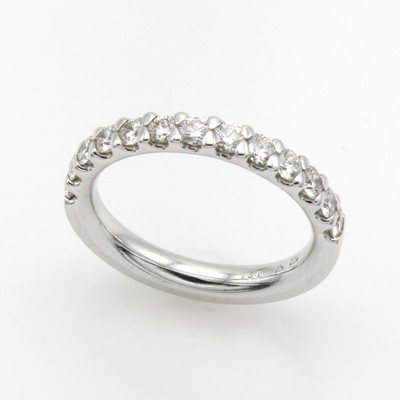 27050315a - Memoryring mit Brillanten, WG 750/000, Schiene halb bes. m. Brill. zus. 0,78 ct ...