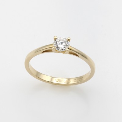 27050538a - Ring mit Brillantsolitär, GG 585/000, Brill.ca. 0,30 ct Weiß/si, in Krappenfassung, RW ...