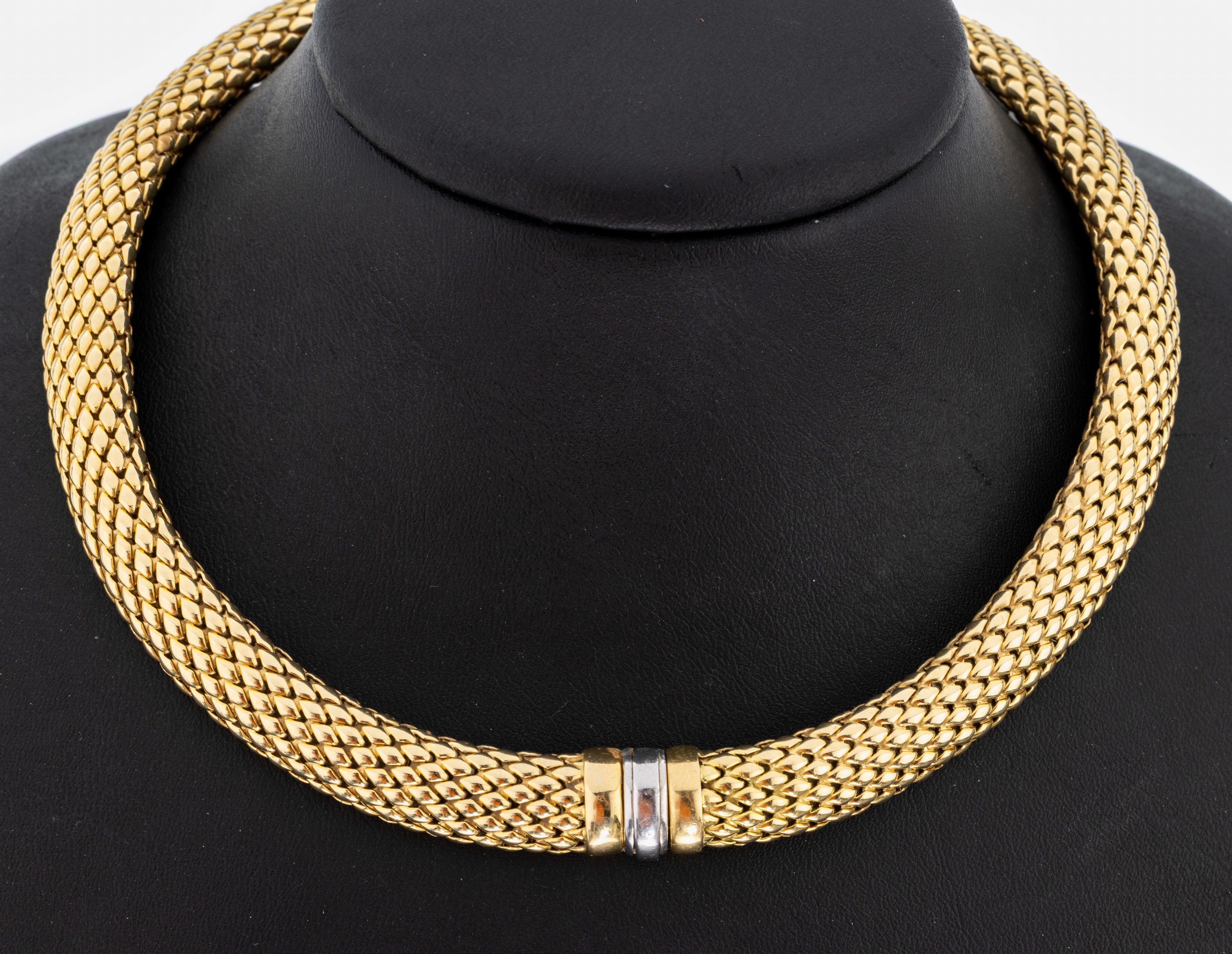 Image 27050608 - 18 kt gold necklace , YG/WG 750/000, high quality workmanship, braided necklace, w. ...