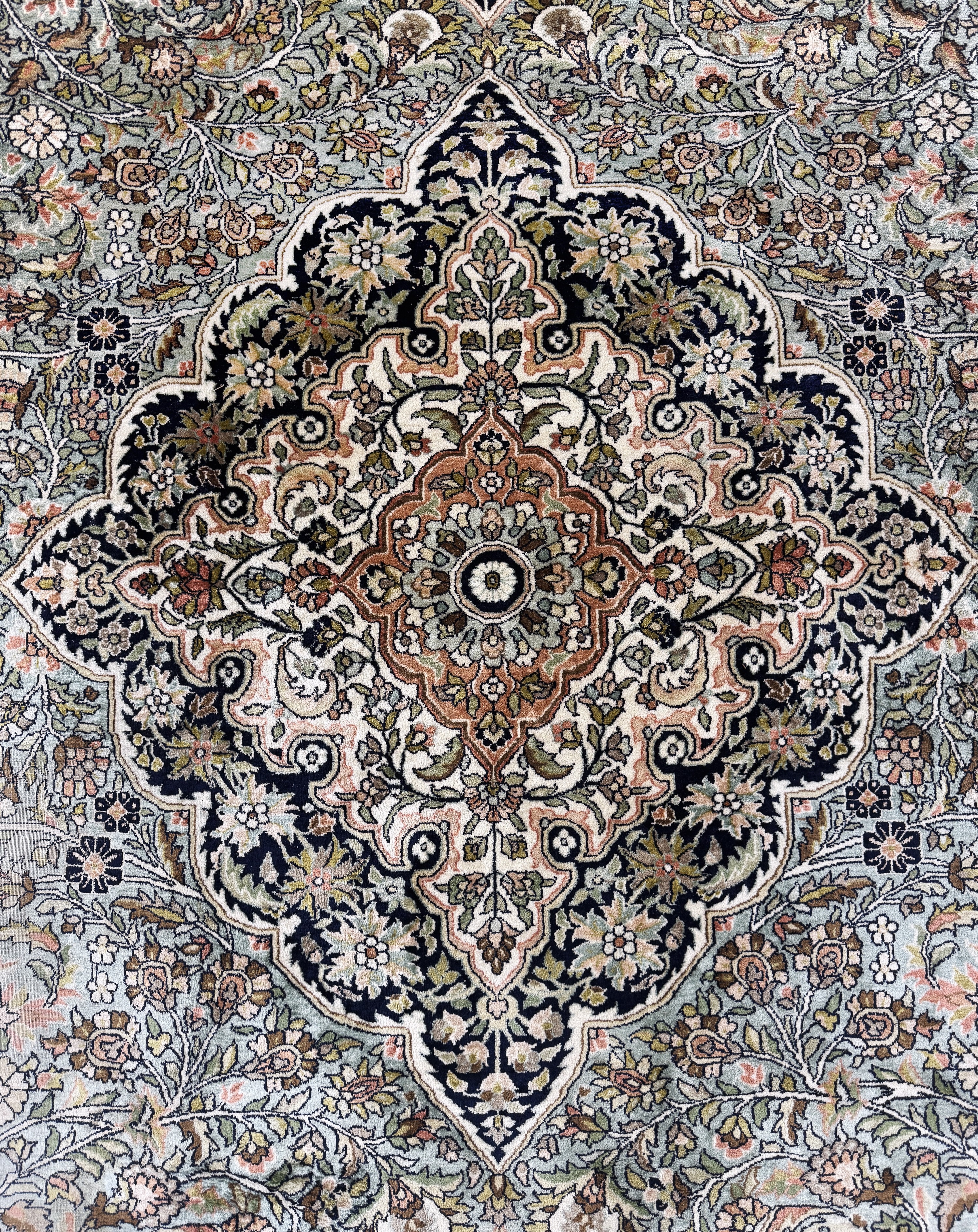 Detail e: Kaschmir Seide, Indien, Ende 20.Jhd, merzerisierte Baumwolle, ca. 375 x 270 cm, EHZ: 2-3