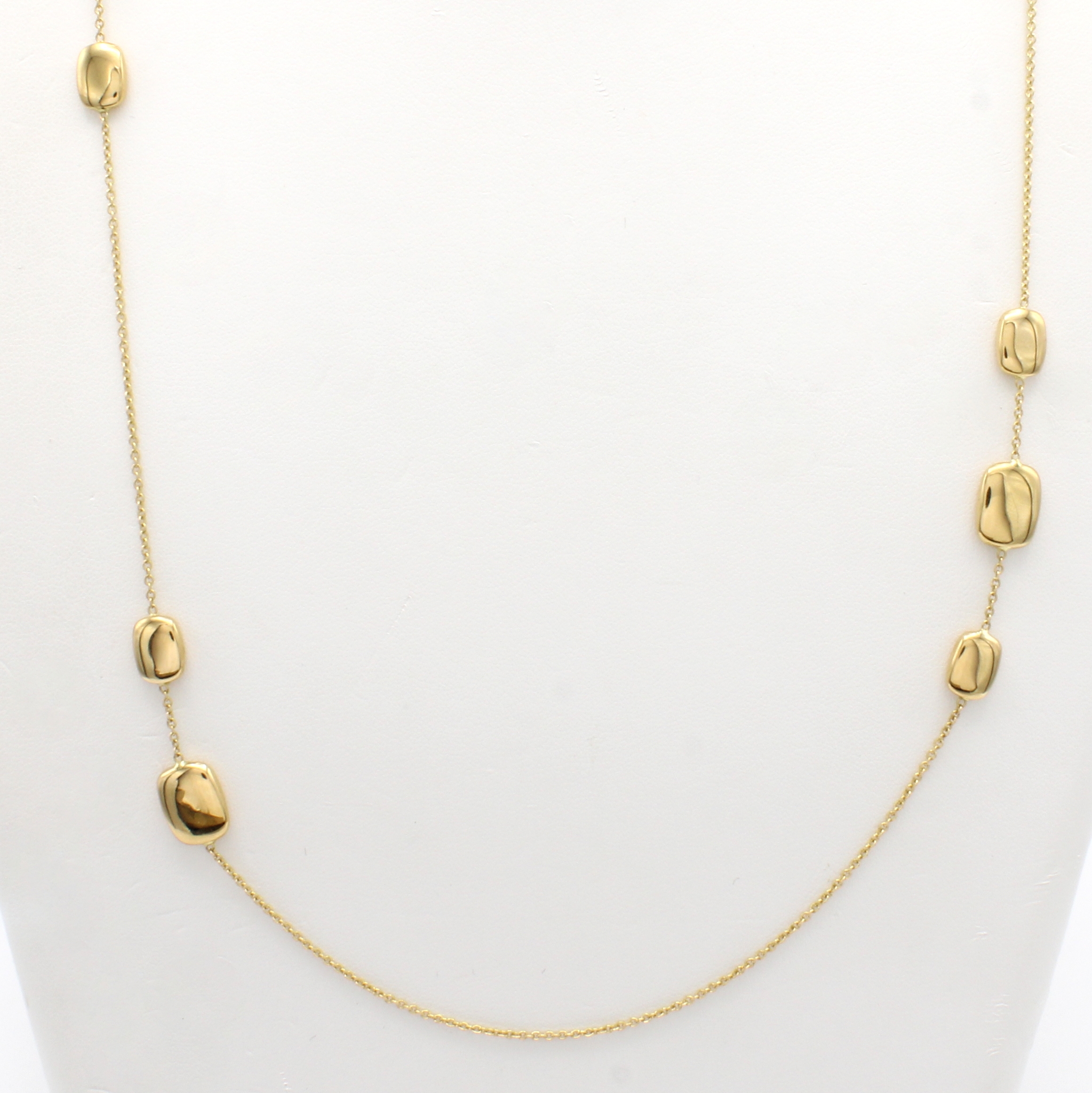 Image 27050665 - Lange Kette, GG 750/000, mit 12 Goldele- menten in versch. Größen gearbeitet, L. ca. ...