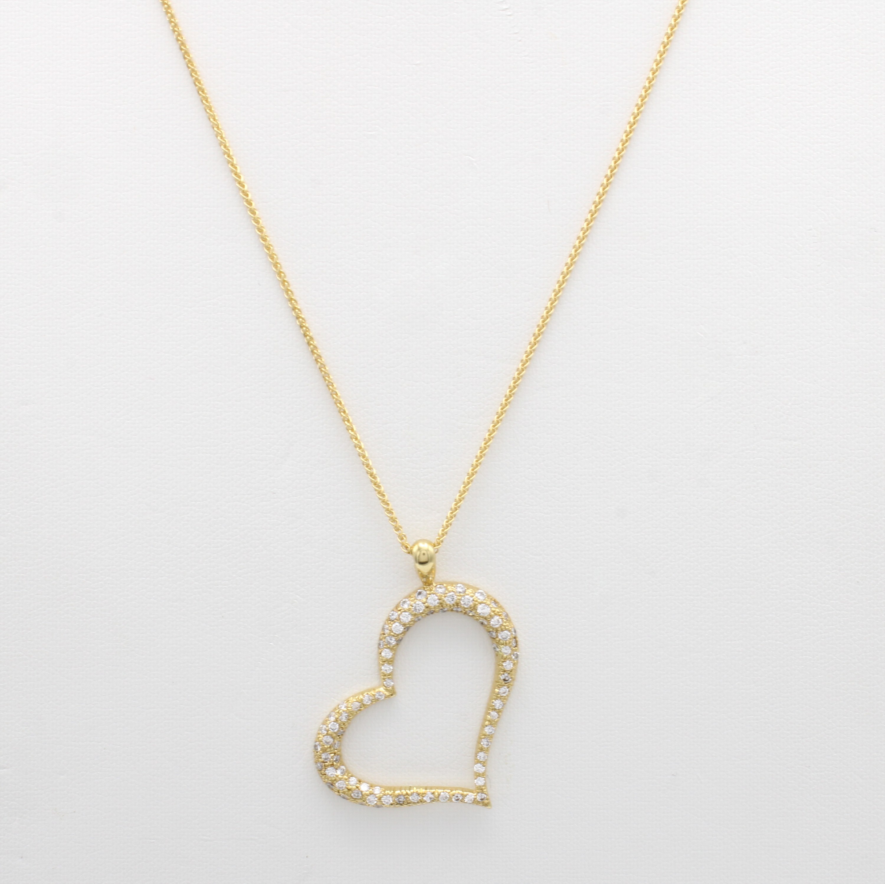 Image 27050668 - Herzanhänger mit Brillanten an Kette, GG 750/000, Brill. zus. ca. 0,81 ct feines Weiß/ ...