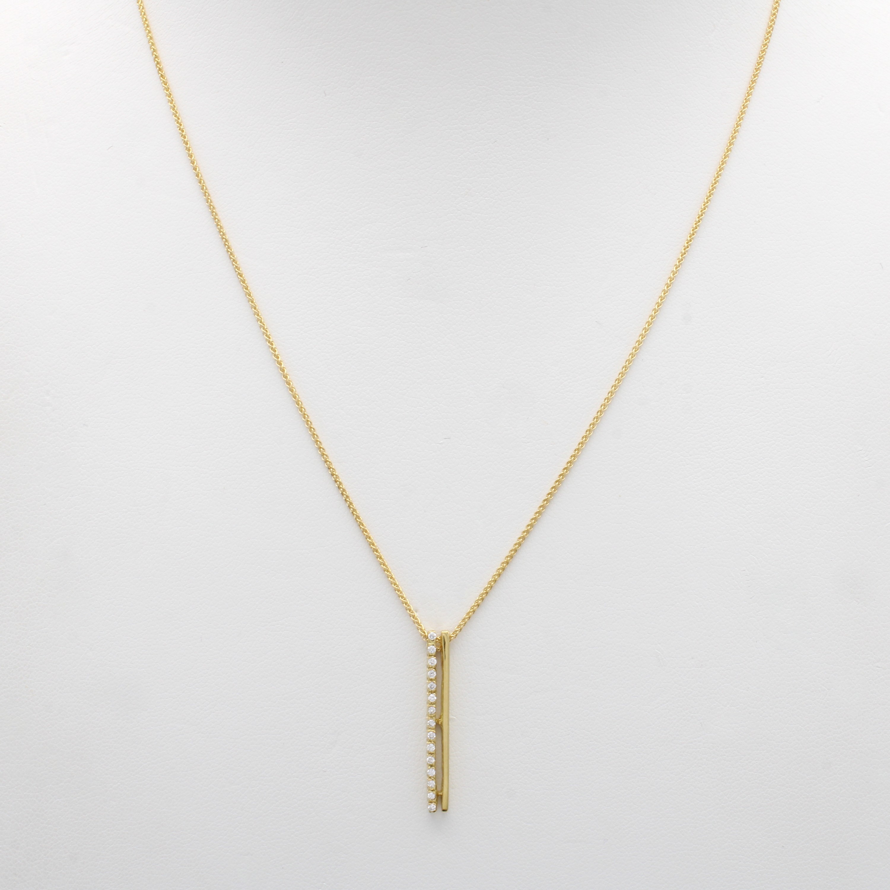 Image 27050669 - Collier mit Brillanten, GG 750/000, Stabform, Brill. zus. ca. 0,12 ct feines Weiß/vs, L. ...