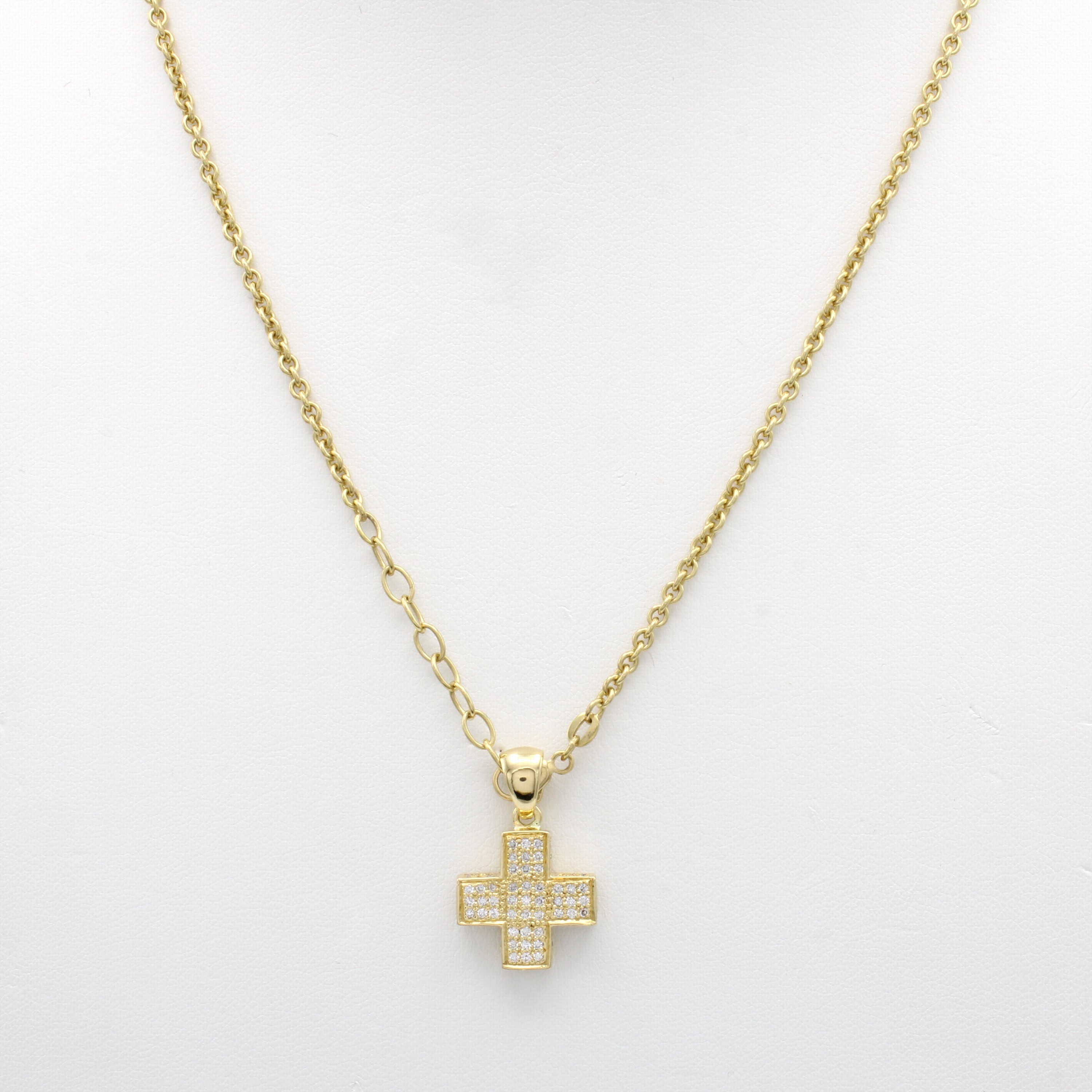 Image 27050670 - Kreuzanhänger an Kette mit Brillanten, GG 750/000, Brill. zus. ca. 0.57 ct feines ...