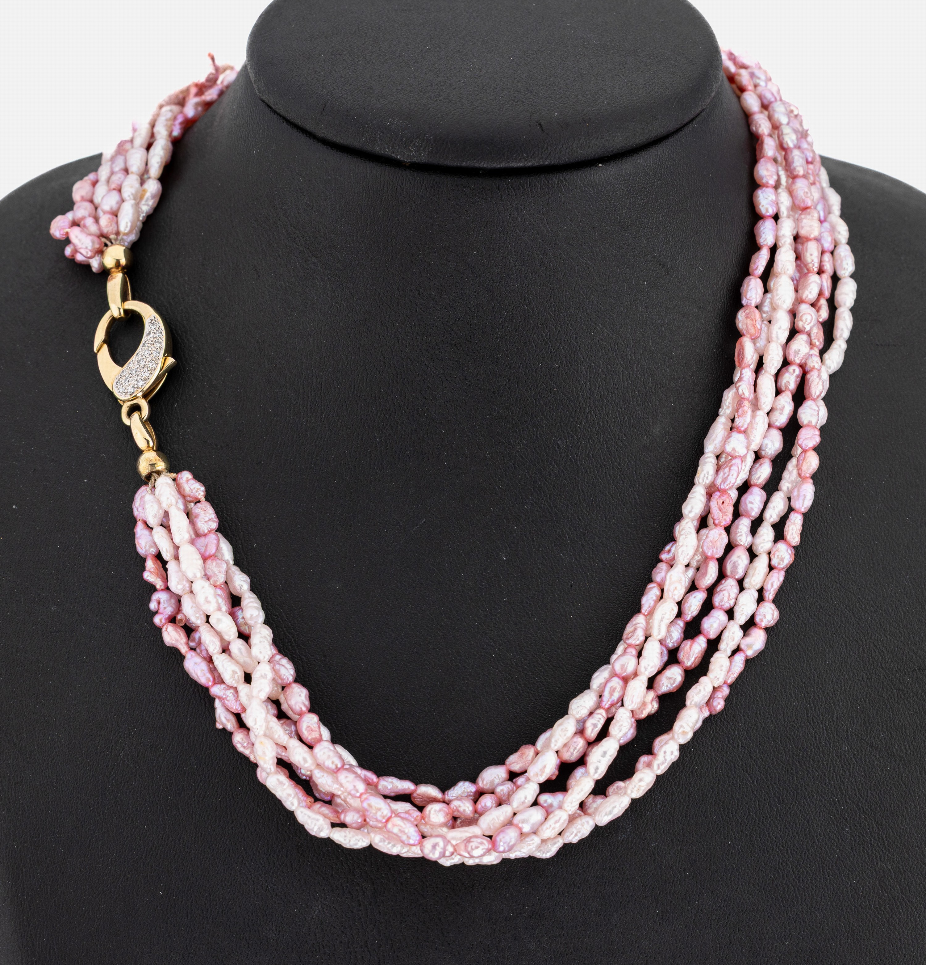 Image 27050671 - Zuchtperl-Collier mit 14 kt Gold Diamant- Schmuckschließe, GG/WG 585/000, 7-rhg. ...