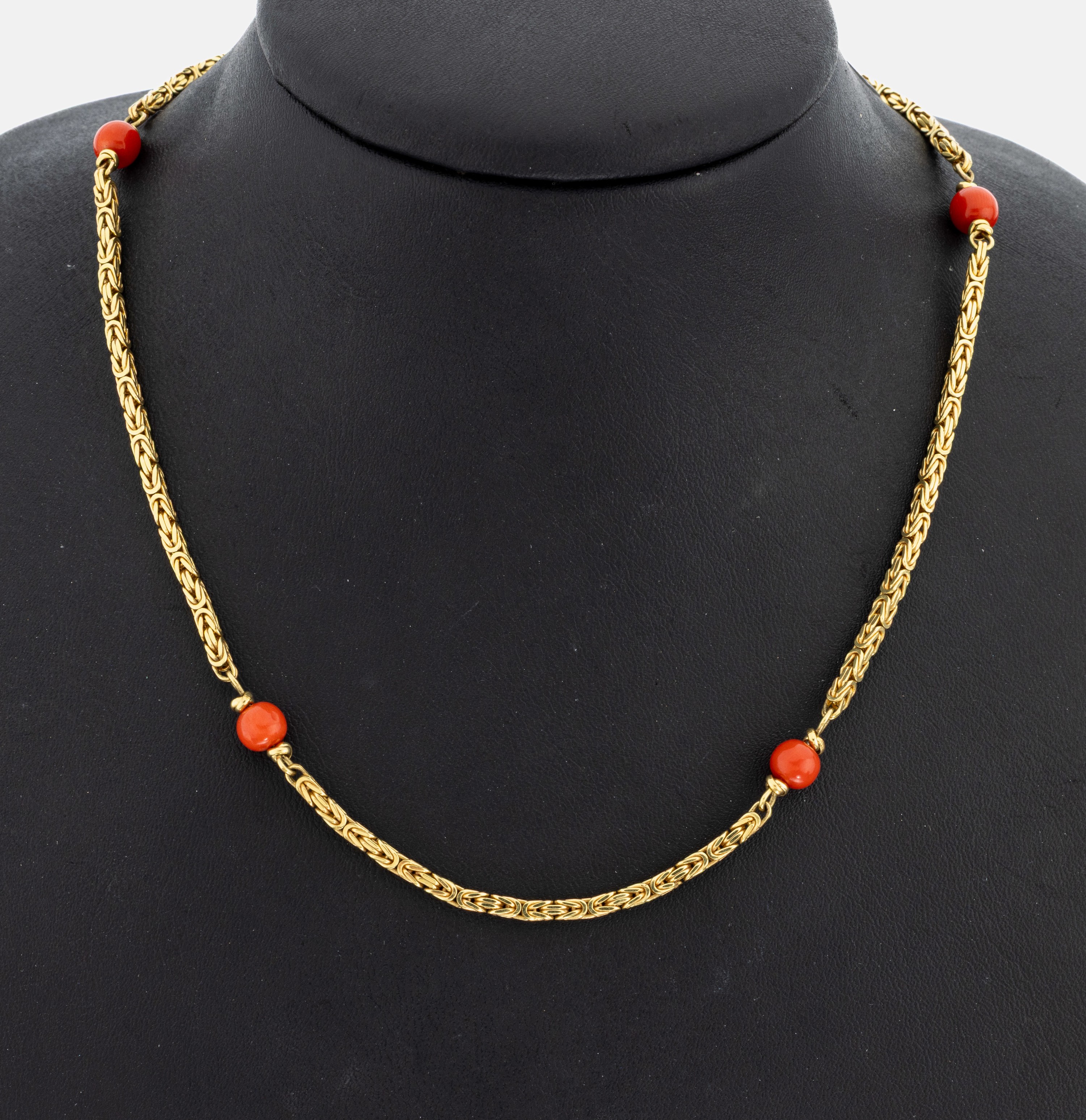 Image 27050678 - 8 kt Gold Korallen-Königskette, GG 333/000,5 Korallenkugeln als Zwischenglieder, D. ...