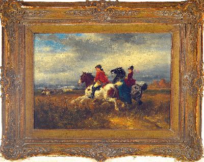 27050621k - Julius Schoger, Salzburg 1847-85 Hallein, Hirschhatz, galoppierendes Paar mit ...