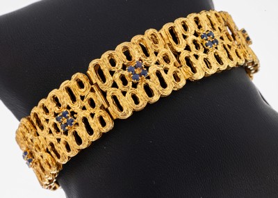 Image 18 kt Gold Saphir-Armband, GG 750/000, Oberfläche strukt., Glieder durchbrochen ...