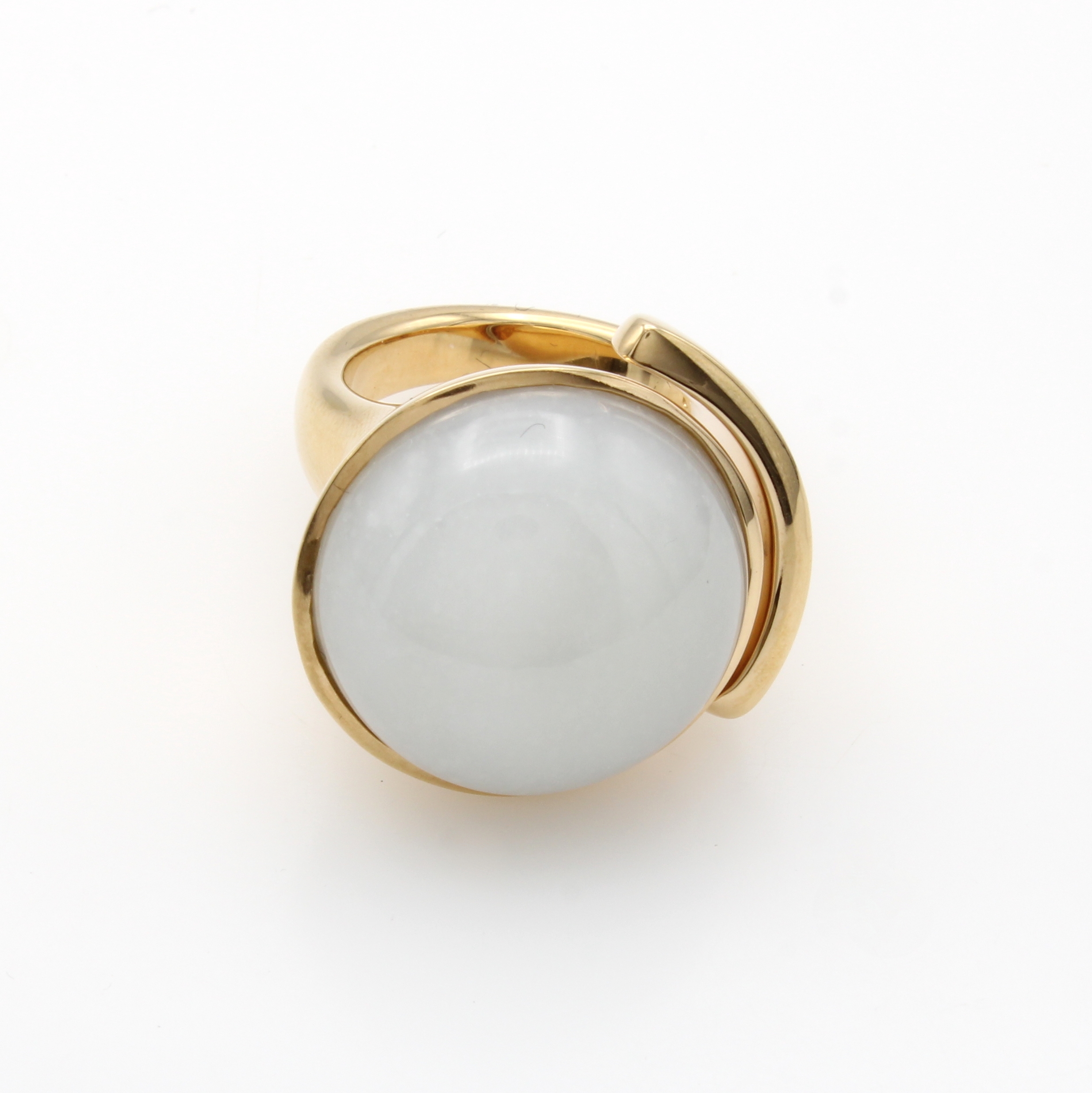 Image 27050712 - Ring mit Mondstein, RG 750/000, runder Mondsteincabochon ca. 22 ct, D. ca. 20 mm, RW ca. ...