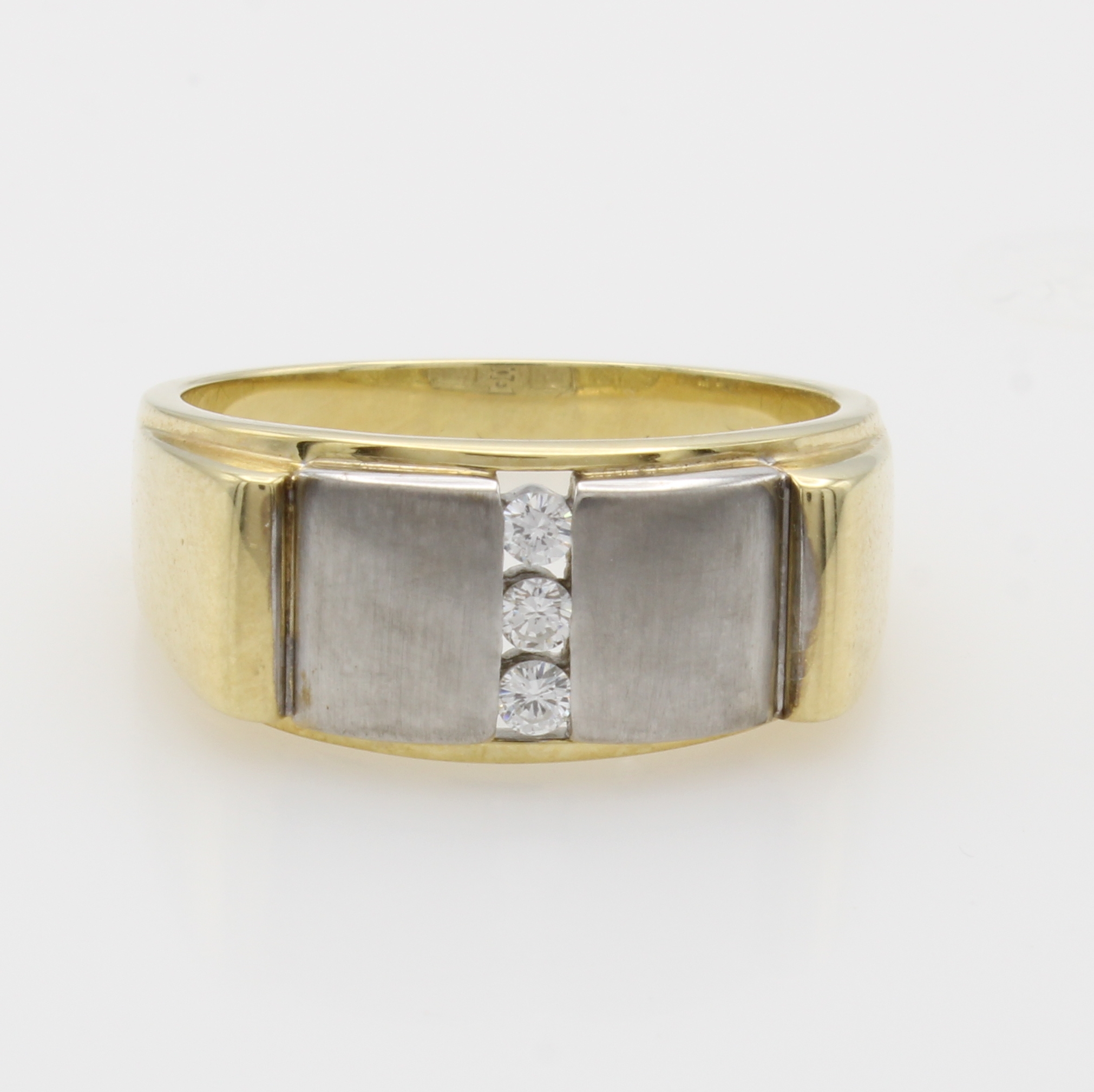 Image 27050757 - Herrenring mit Brillanten, GG/WG 585/000, z.T. matt., 3 Brill. zus. ca. 0.12 ct Weiß/p, ...