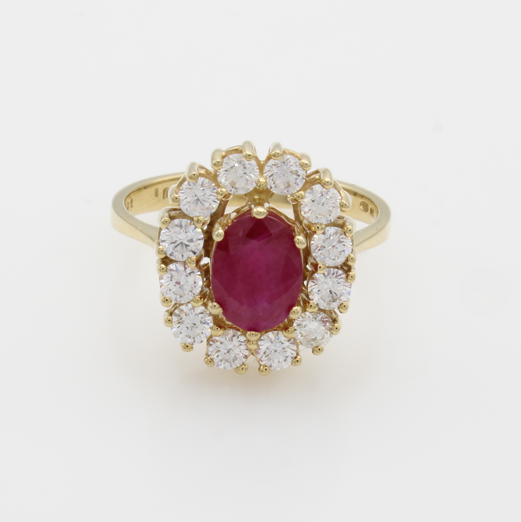 Image 27050758 - Ring mit Rubin und Brillanten, GG 585/000, Brill. zus. ca. 1,00 ct Weiß/si, facett. ...