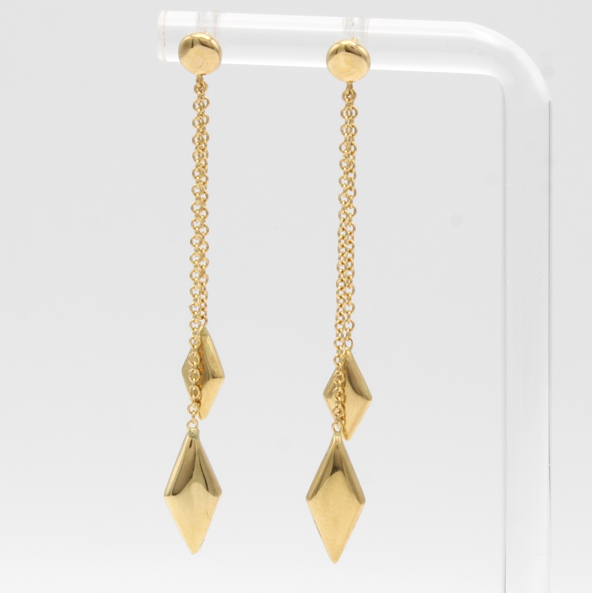 Image 27050769 - Paar Ohrgehänge, GG 750/000, je 2 rautenf. Elemente, bewegl. gearb.