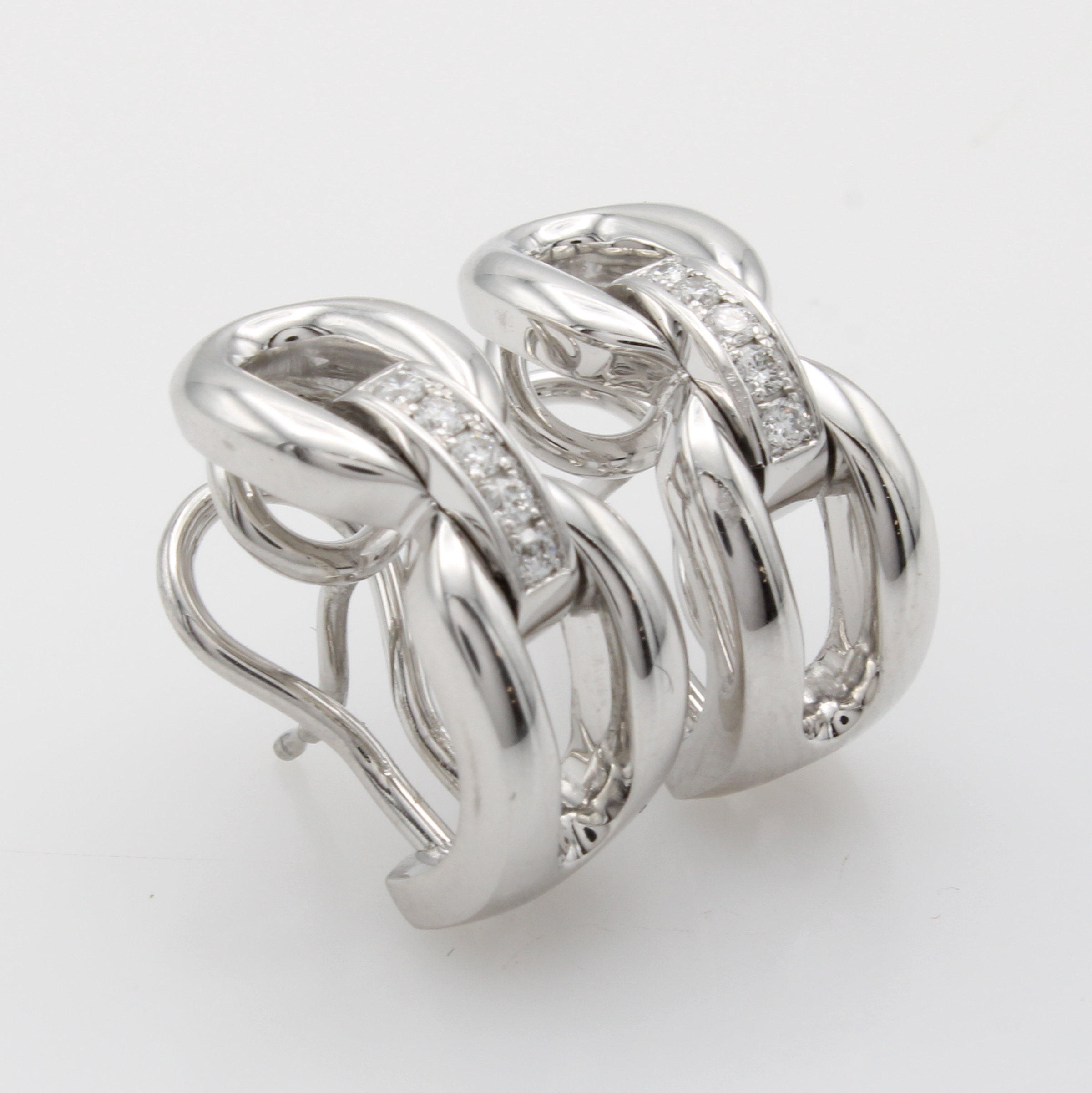 Image 27050772 - Paar Steckcreolen mit Brillanten, WG 750/000, Brill. in Zwischensteg gef. zus. ca. 0,15 ...