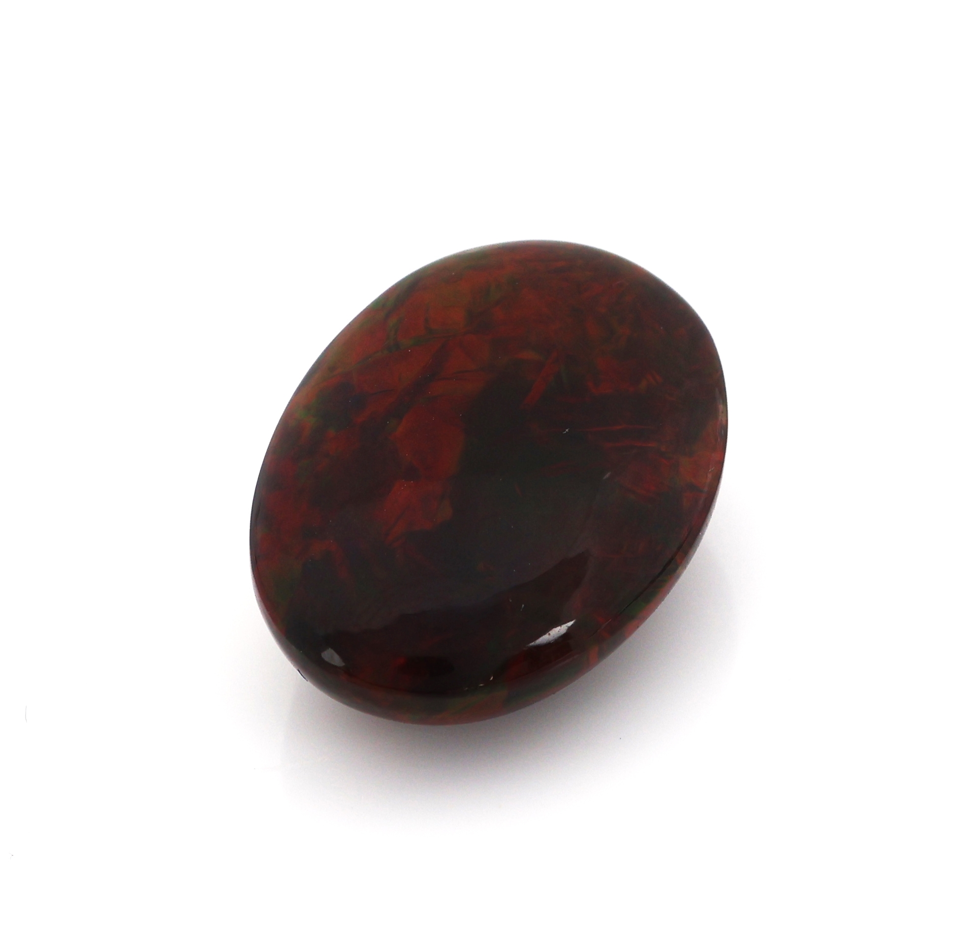 Detail a: Loser schwarzer Opal, ca. 10.91 ct, ovaler Cabochon, Farbspiel in Grün, Rot und Blau