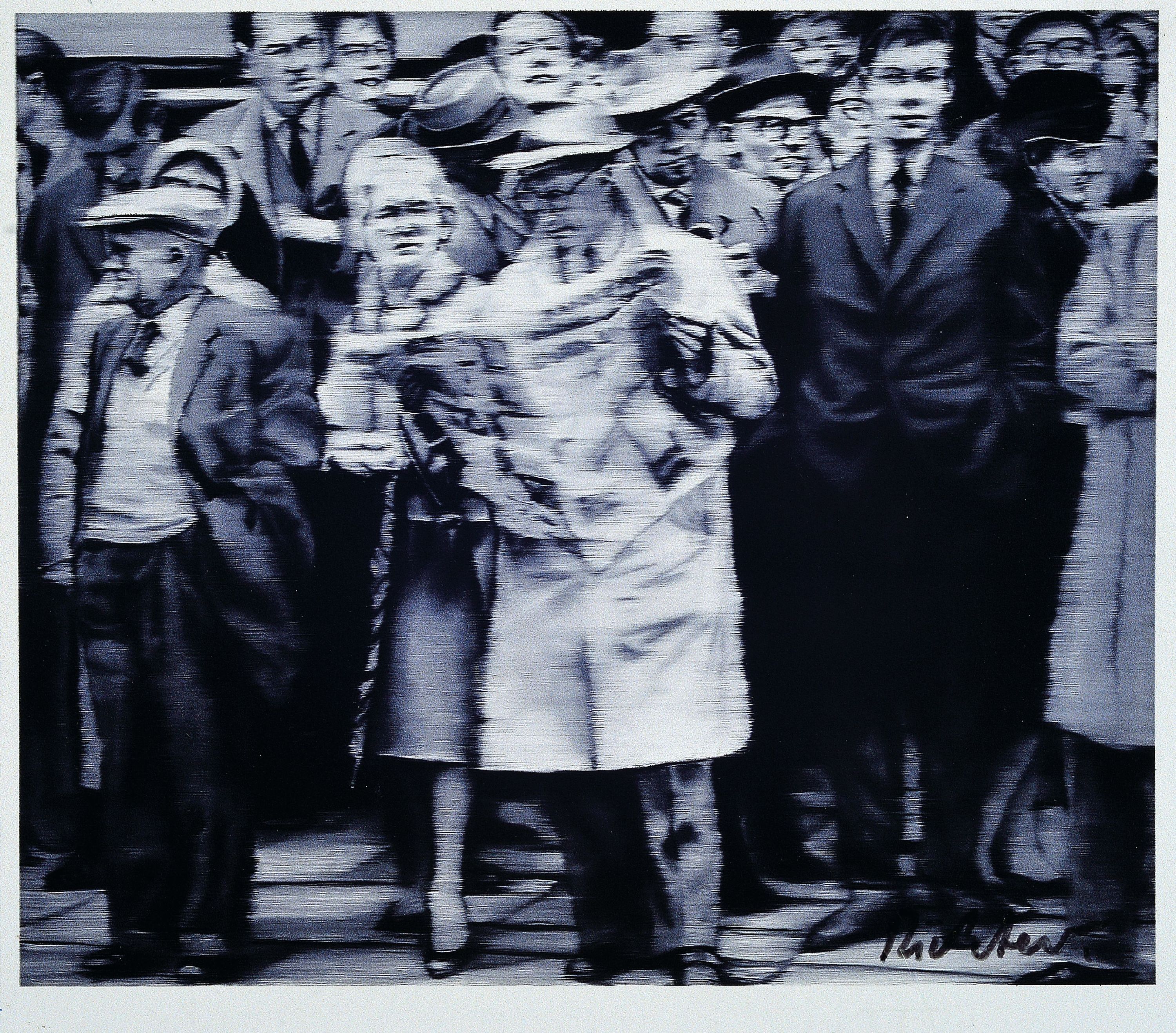 Image 27050790 - Gerhard Richter, geb. 1932, Offsetdruck, Titel: Personengruppe- nach dem Gemälde von ...