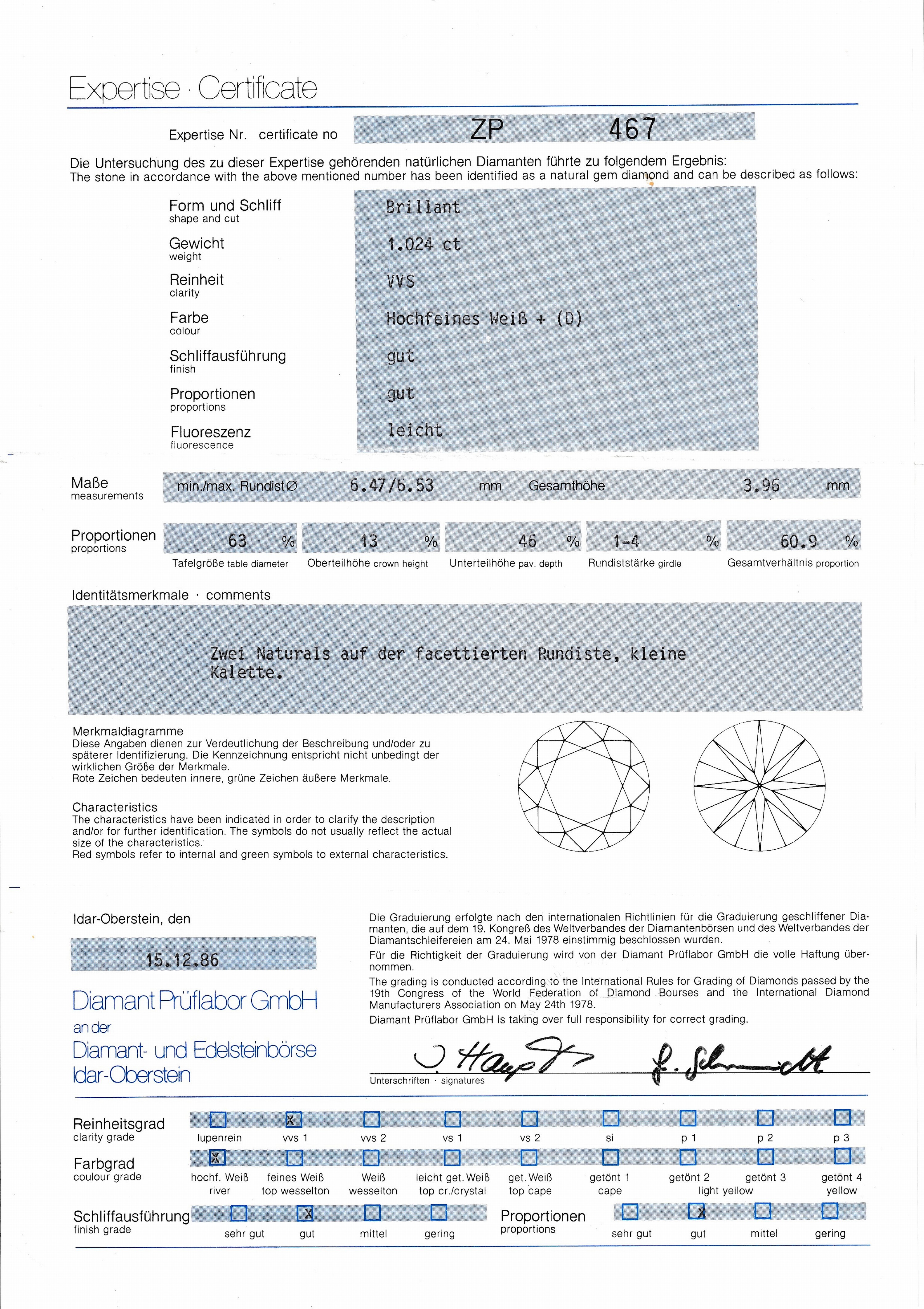 Detail a: 18 kt Gold Brillant-Ring, WG 750/000, Brillant 1.024 ct hochfeines Weiß+(D)/vvs, RW 56, ca. 2.9 g, DPL-Expertise anbei