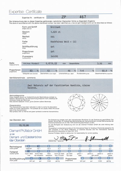 27050797a - 18 kt Gold Brillant-Ring, WG 750/000, Brillant 1.024 ct hochfeines Weiß (D)/vvs, RW ...