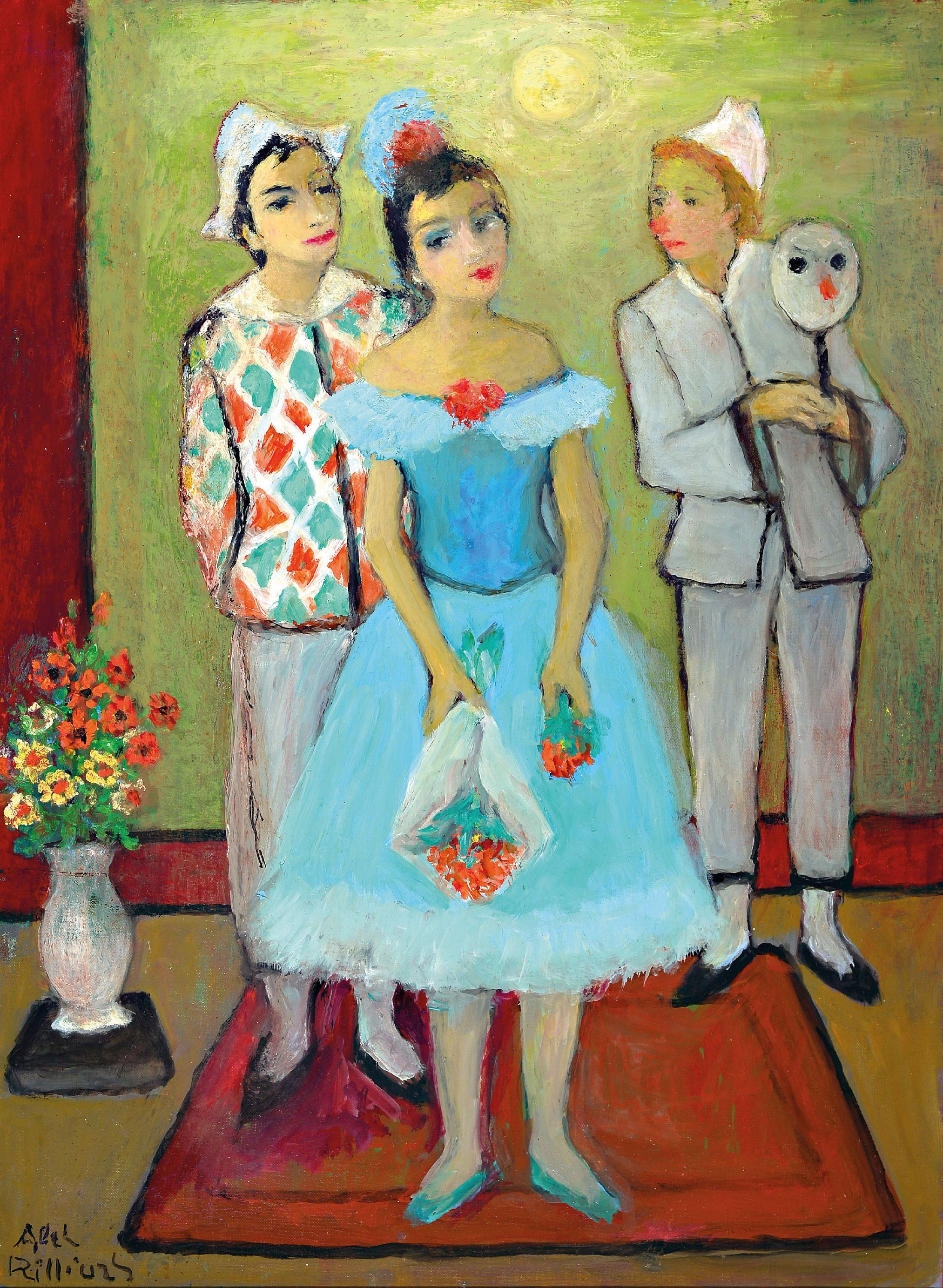 Image 27050816 - Rilliurs, wohl littauischer Künstler, 20.Jh., Szene aus der Commedia dell´arte, links ...