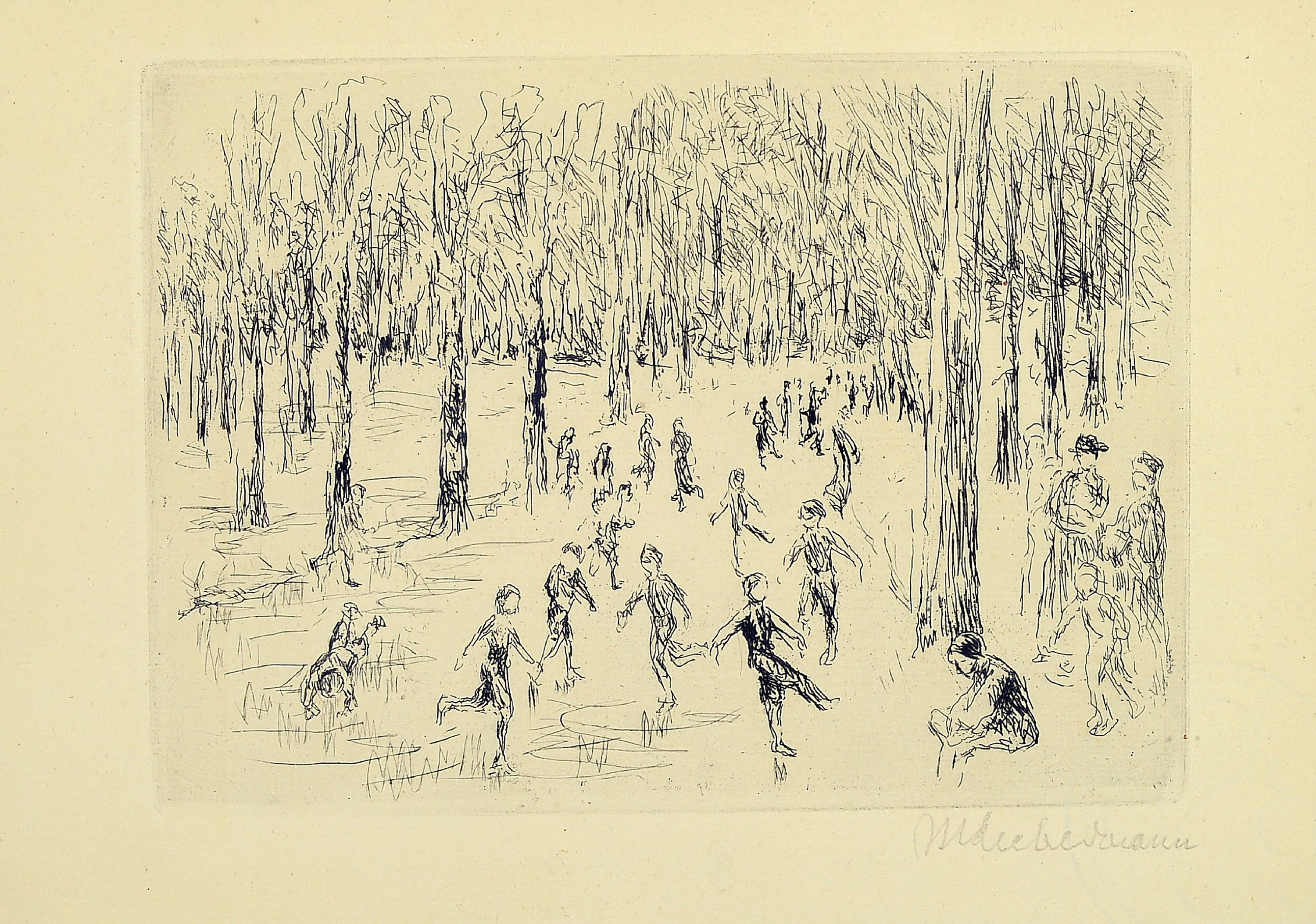 Image 27050821 - Max Liebermann, 1847-1935, signierte Orig. Radierung 1923, Titel: Eislauf- WVZ Achenbach ...
